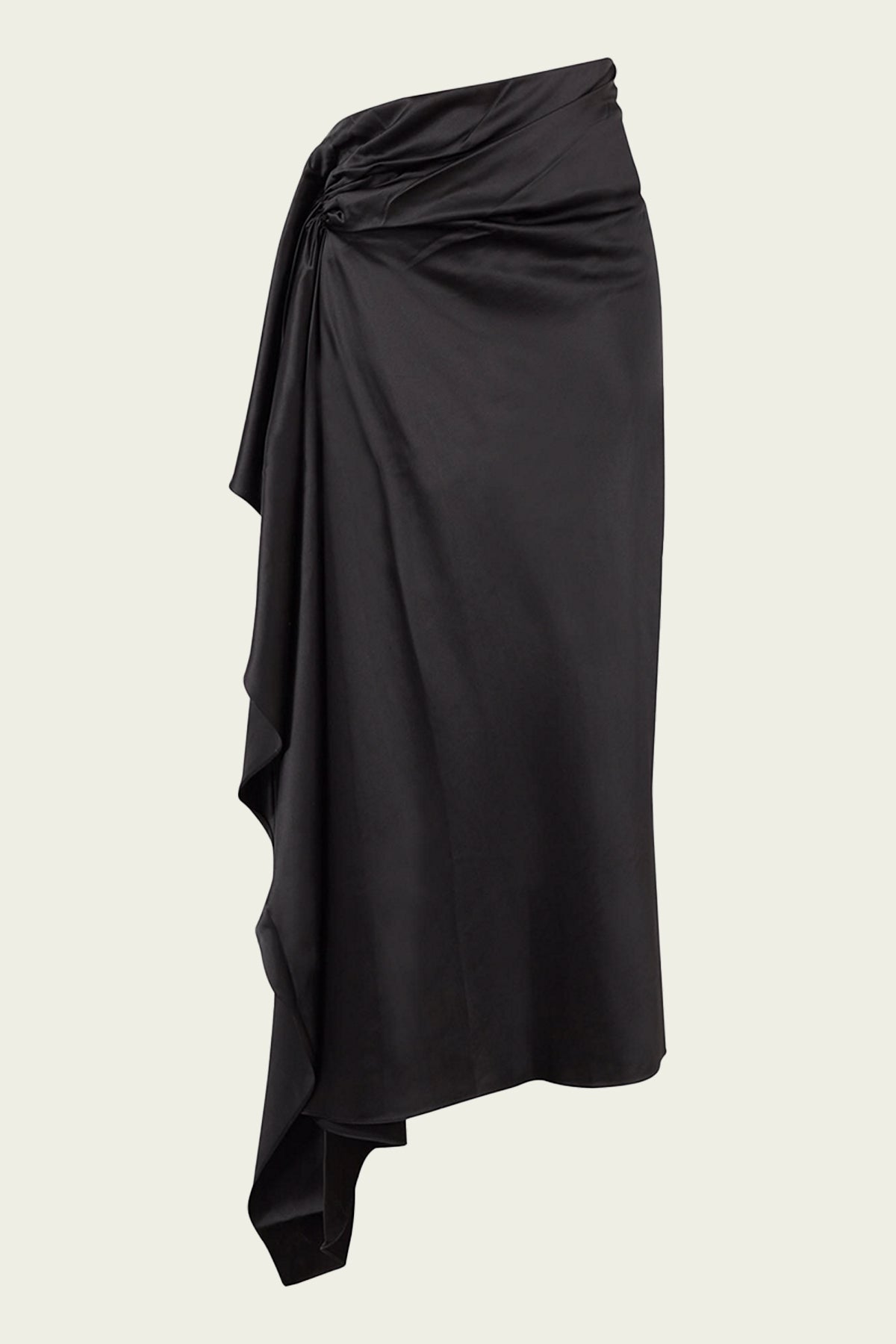 Cusco Silk Elongated Drape Skirt in Black - shop-olivia.com