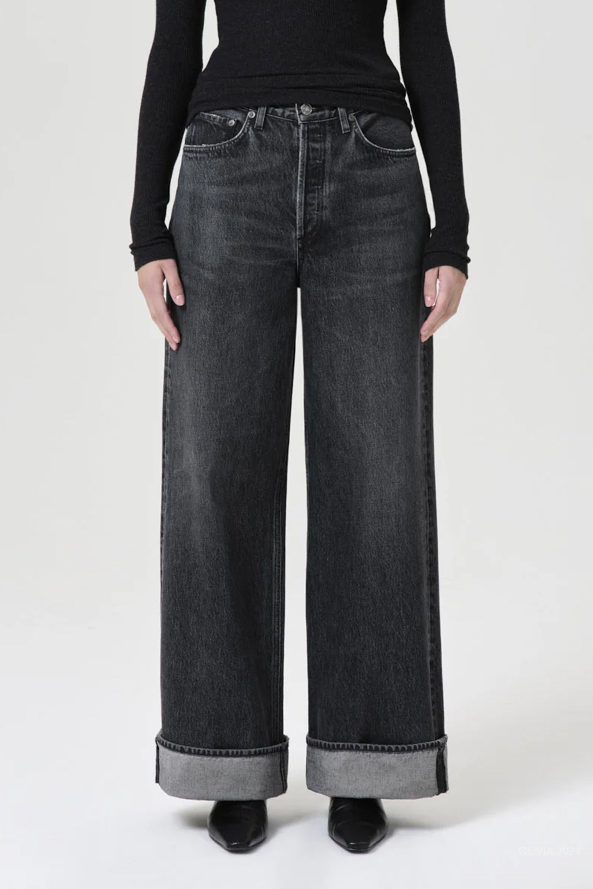 Dame High - Rise Wide Leg Jean in Ditch - shop - olivia.com