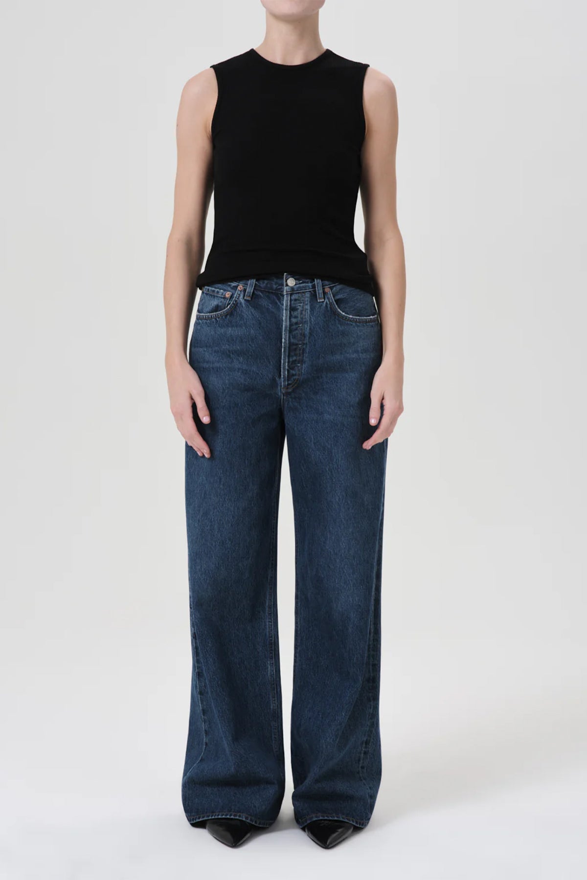 Dame High - Rise Wide - Leg No Cuff Jean in Enamour - shop - olivia.com