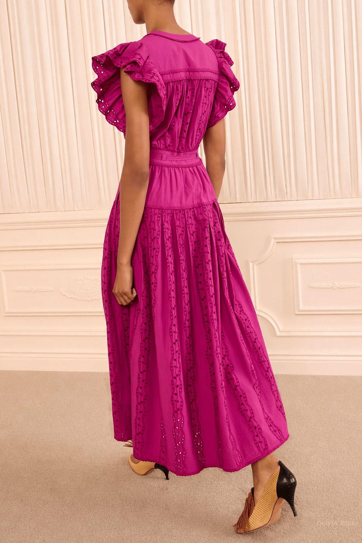 Dani Short-Sleeve Cotton Dress in Orchid - shop-olivia.com