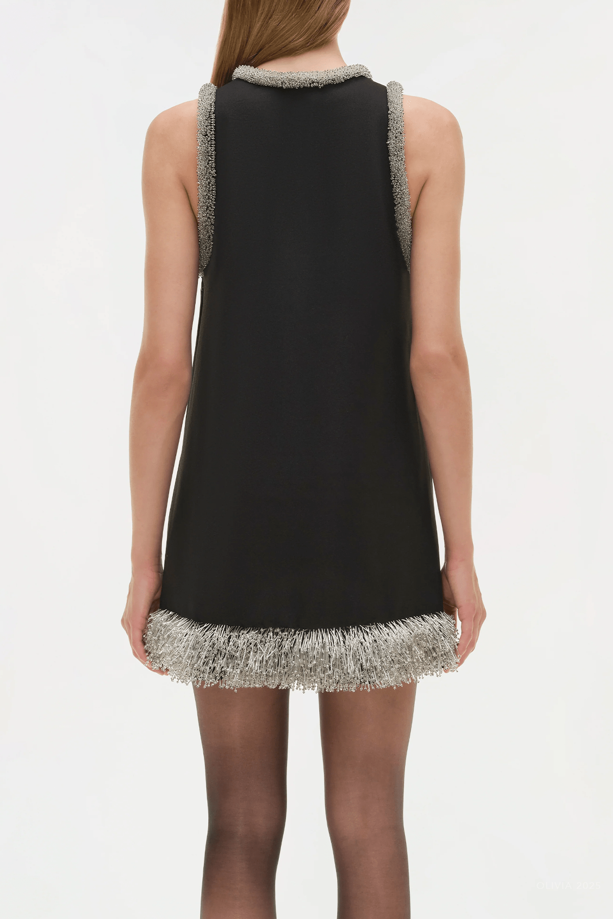 Darcy Embellished Mini Dress in Black - shop - olivia.com