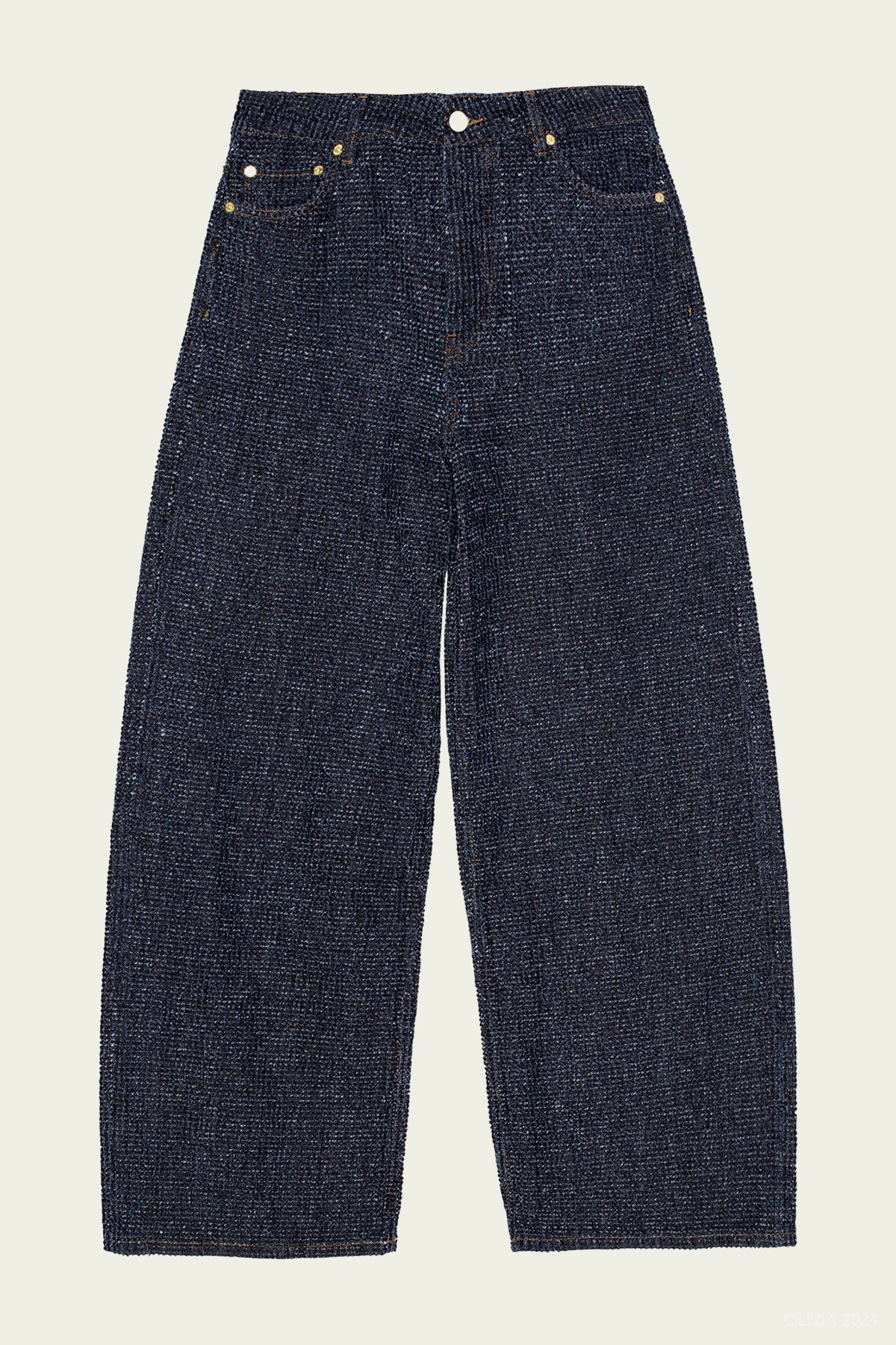 Dark Blue Fluffy Wide Jeans - shop - olivia.com