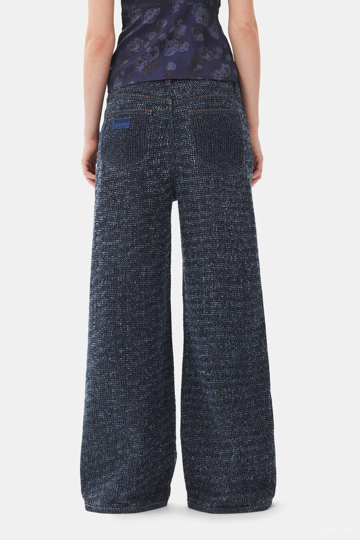 Dark Blue Fluffy Wide Jeans - shop - olivia.com