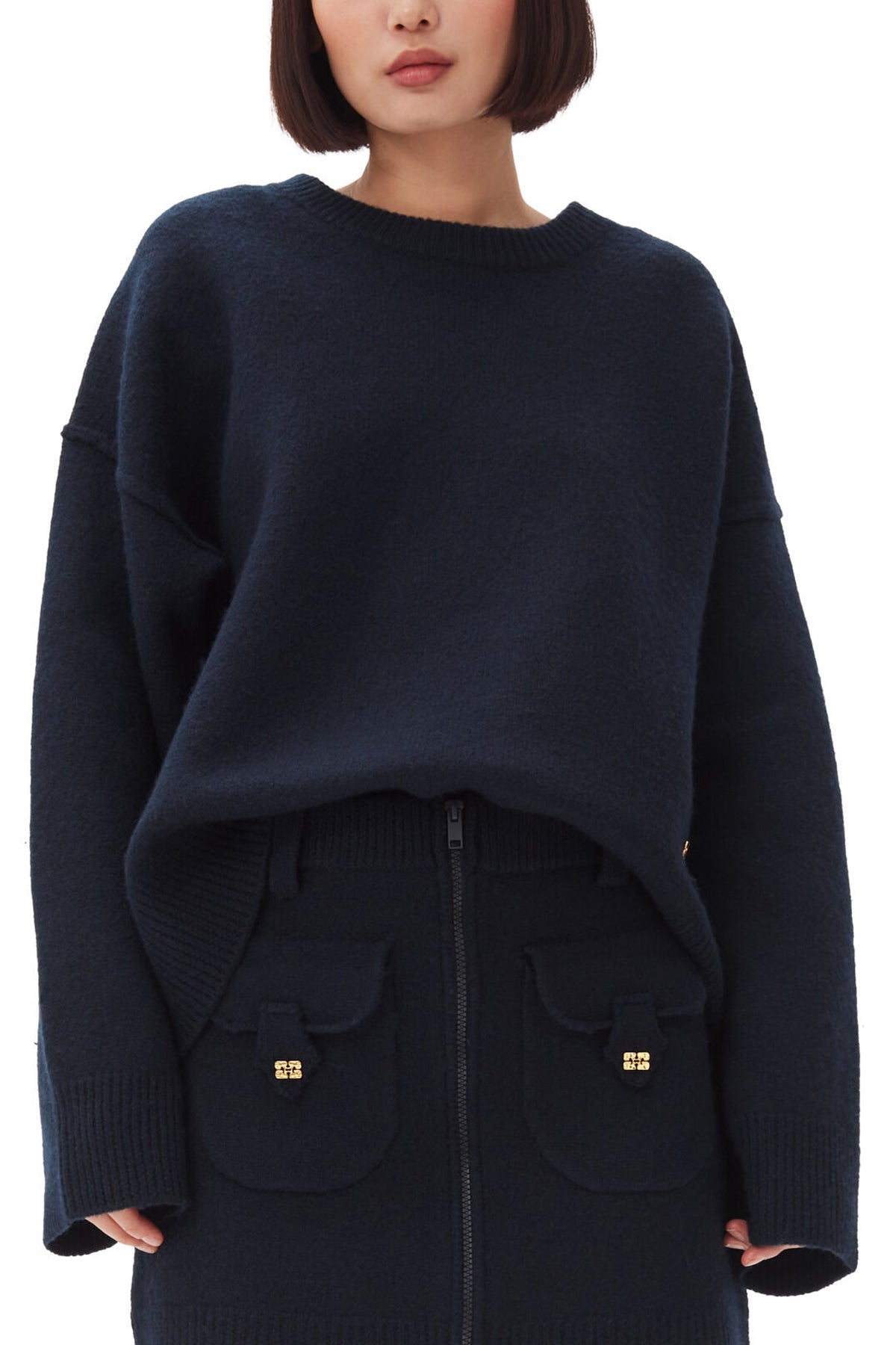 Dark Blue Wool Jumper in Sky Captain - shop - olivia.com