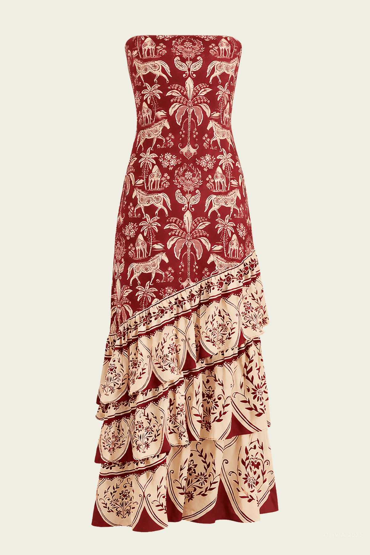 Dark Red Haras Sleeveless Maxi Dress - shop - olivia.com