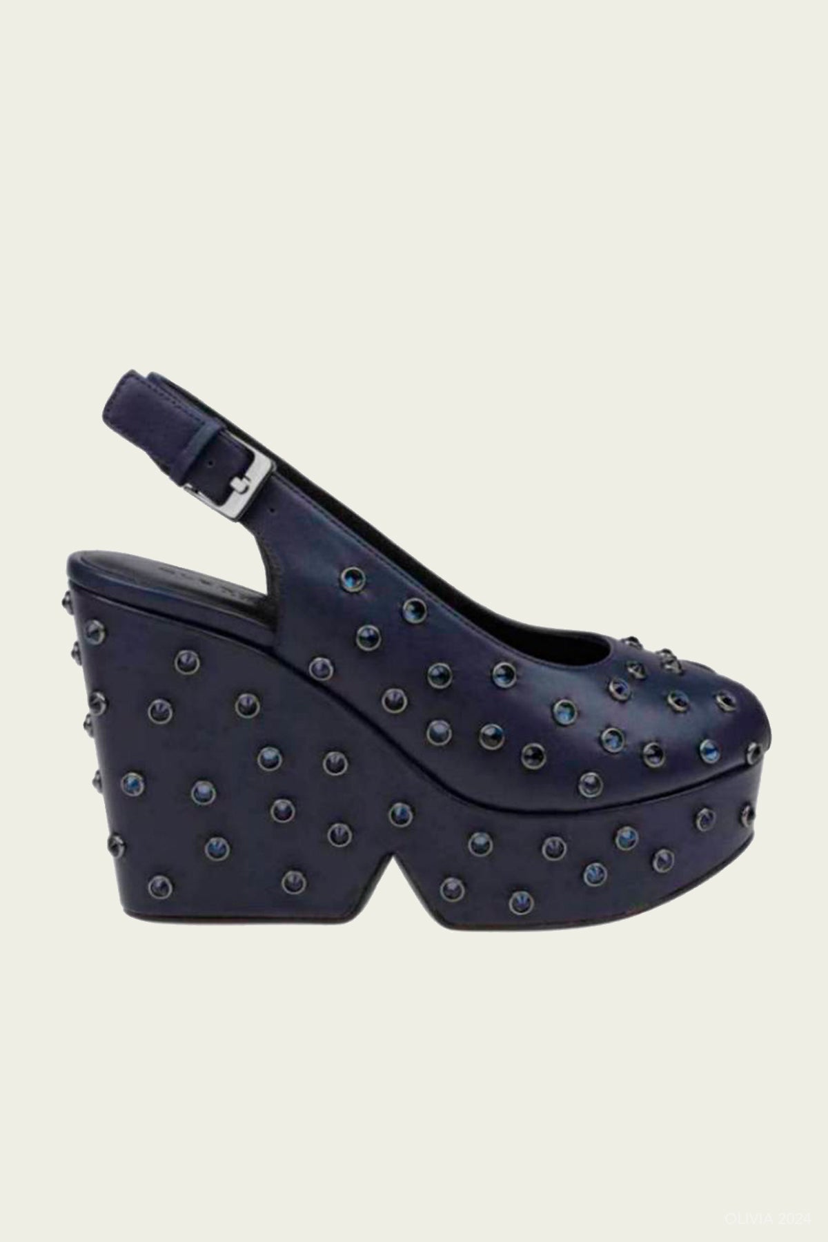 Davina Embellished Wedge in Navy - shop - olivia.com