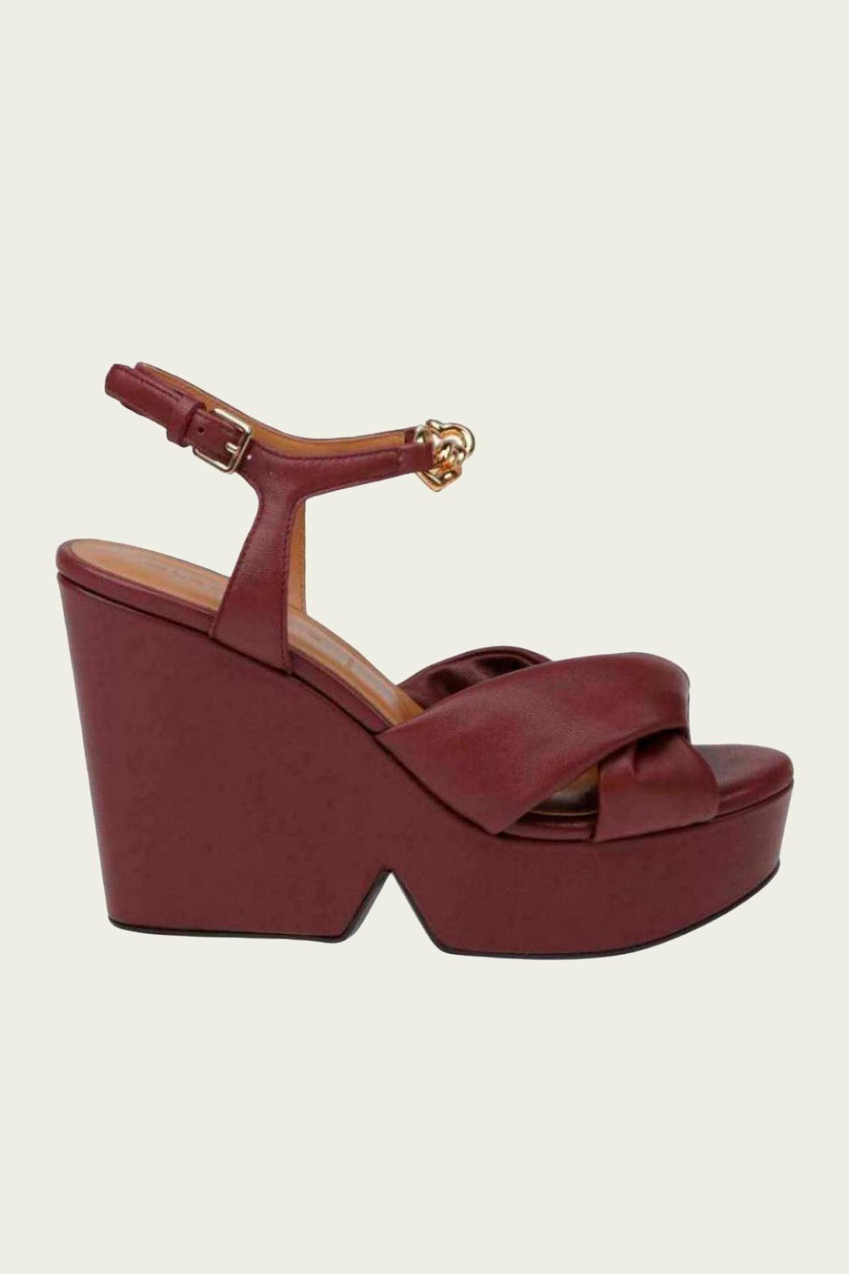 Deary Leather Platform Sandals in Garnet - shop - olivia.com