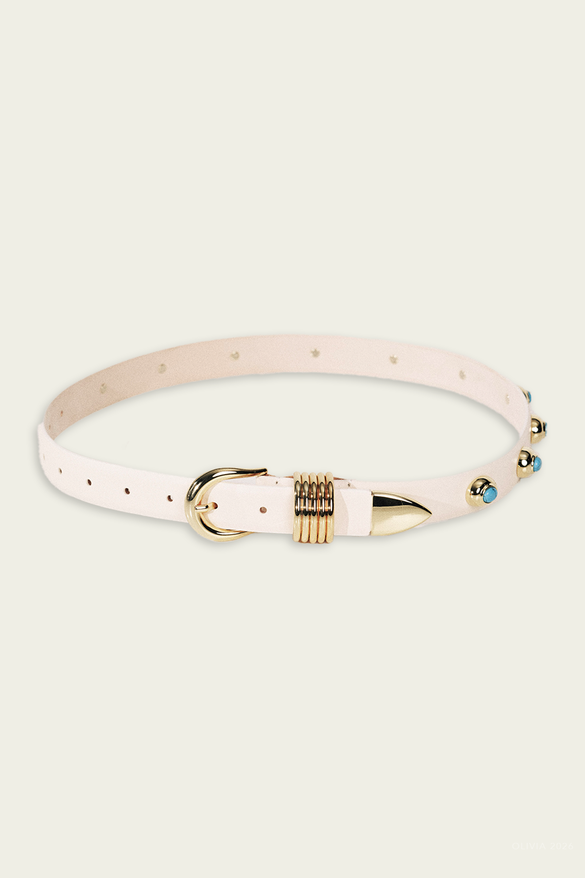 Hollyhock Stone Belt in Ivory Gold