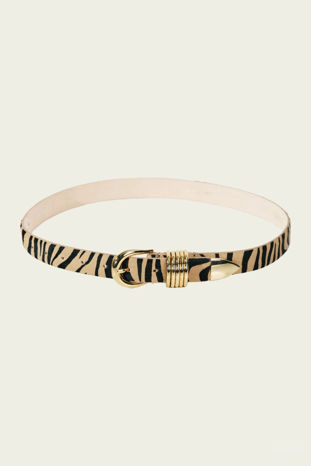 Hollyhock Calf Hair Belt in Zebra Gold