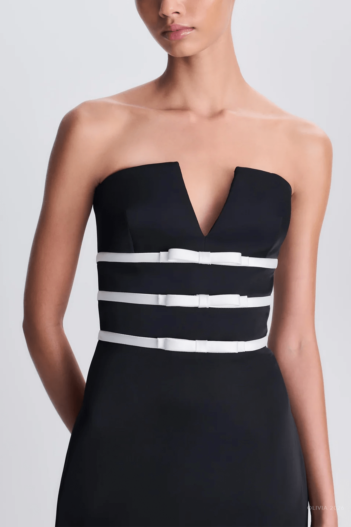 Delore Bustier Gown in Black Frost Multi - shop-olivia.com