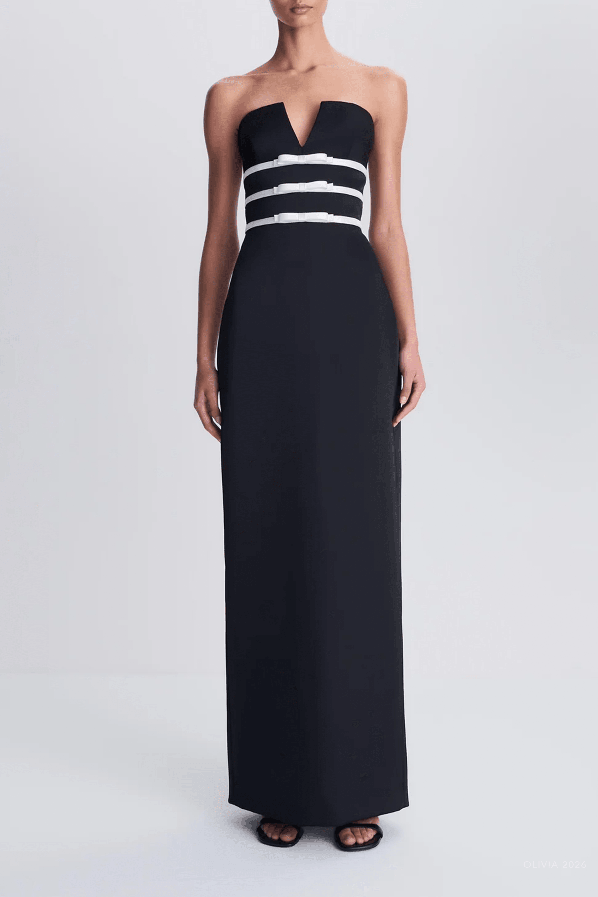 Delore Bustier Gown in Black Frost Multi - shop-olivia.com
