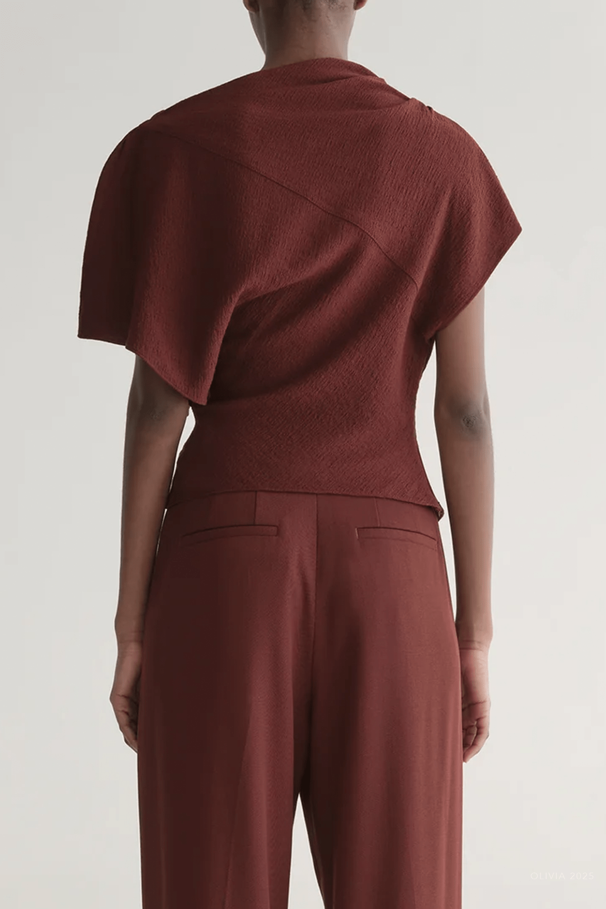 Dena Crepe Top in Black Cherry - shop - olivia.com