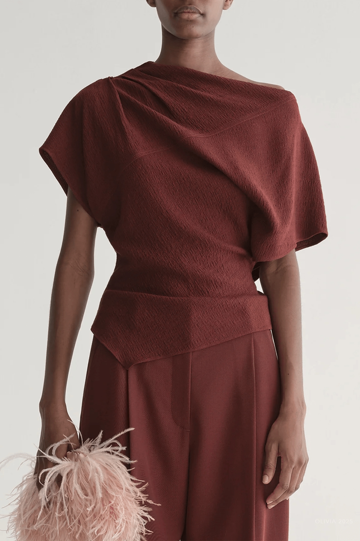 Dena Crepe Top in Black Cherry - shop - olivia.com