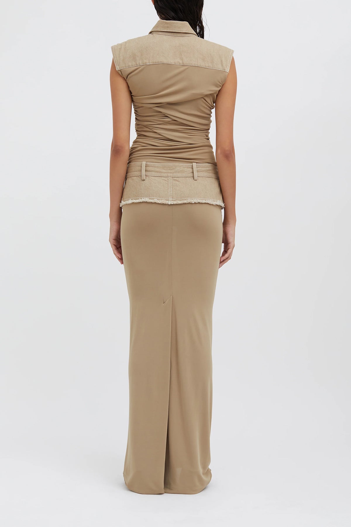 Denim Belt Column Skirt in Incense - shop-olivia.com
