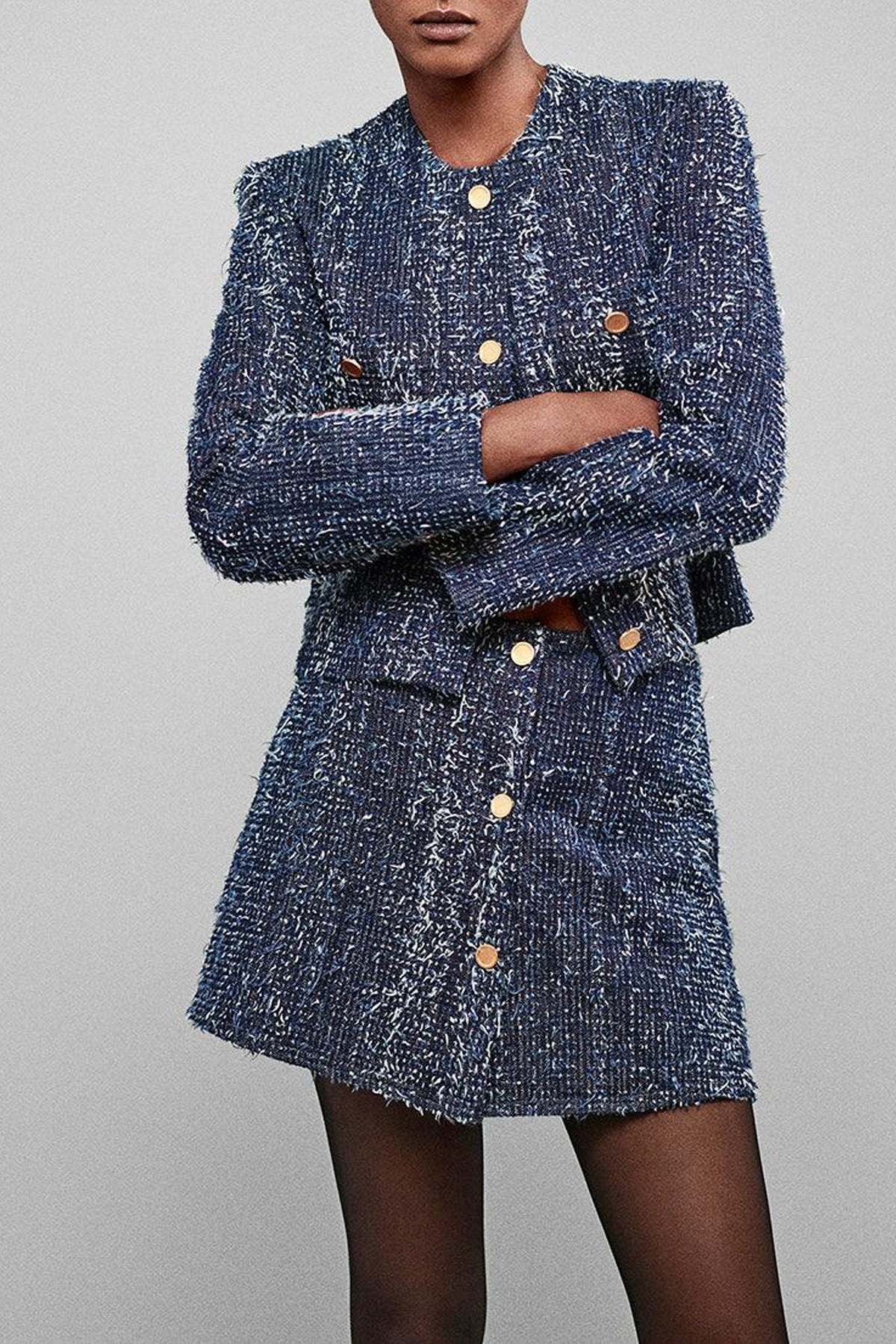 Denim Boucle Jacket in Magic - shop - olivia.com