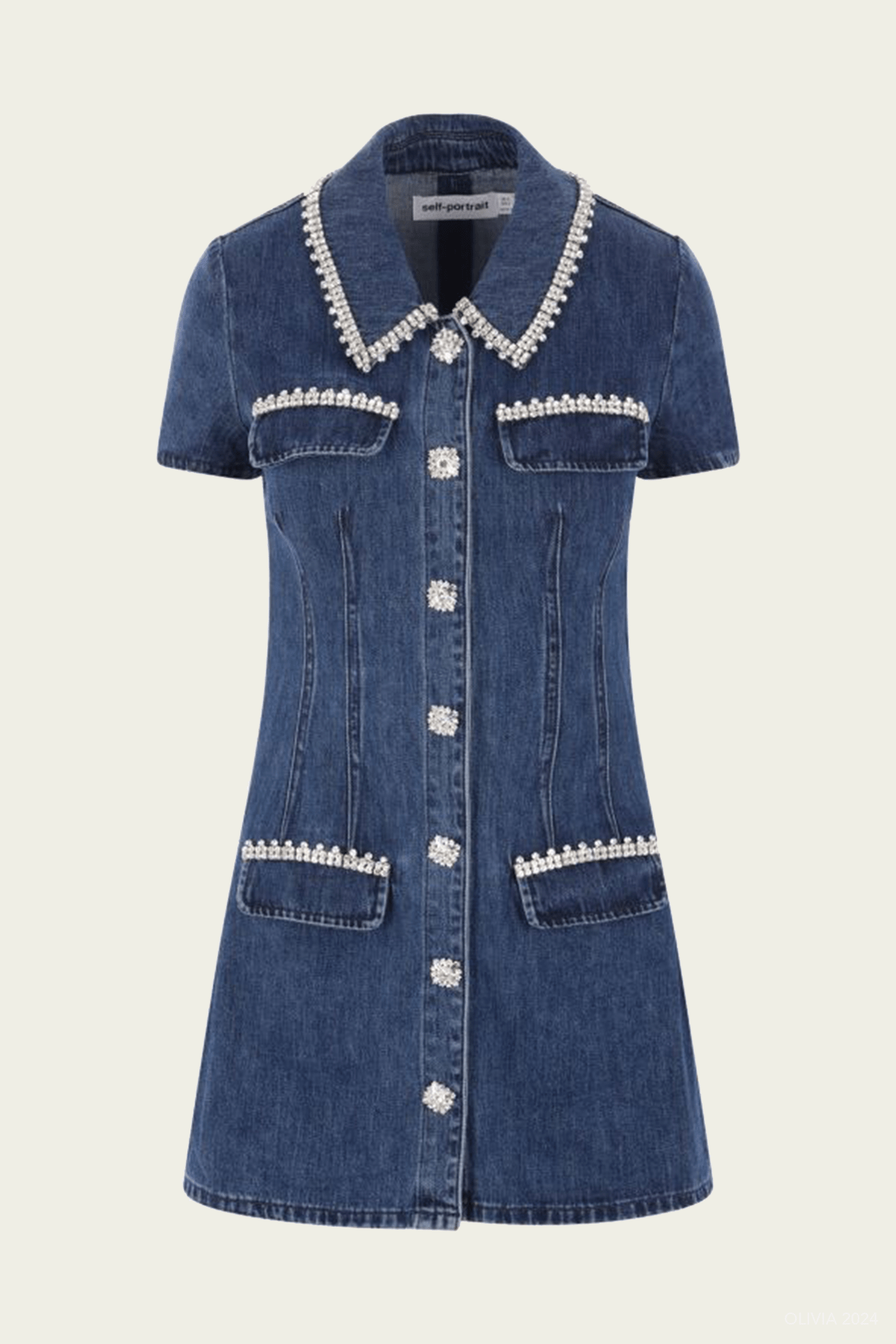 Denim Collared Mini Dress - shop - olivia.com