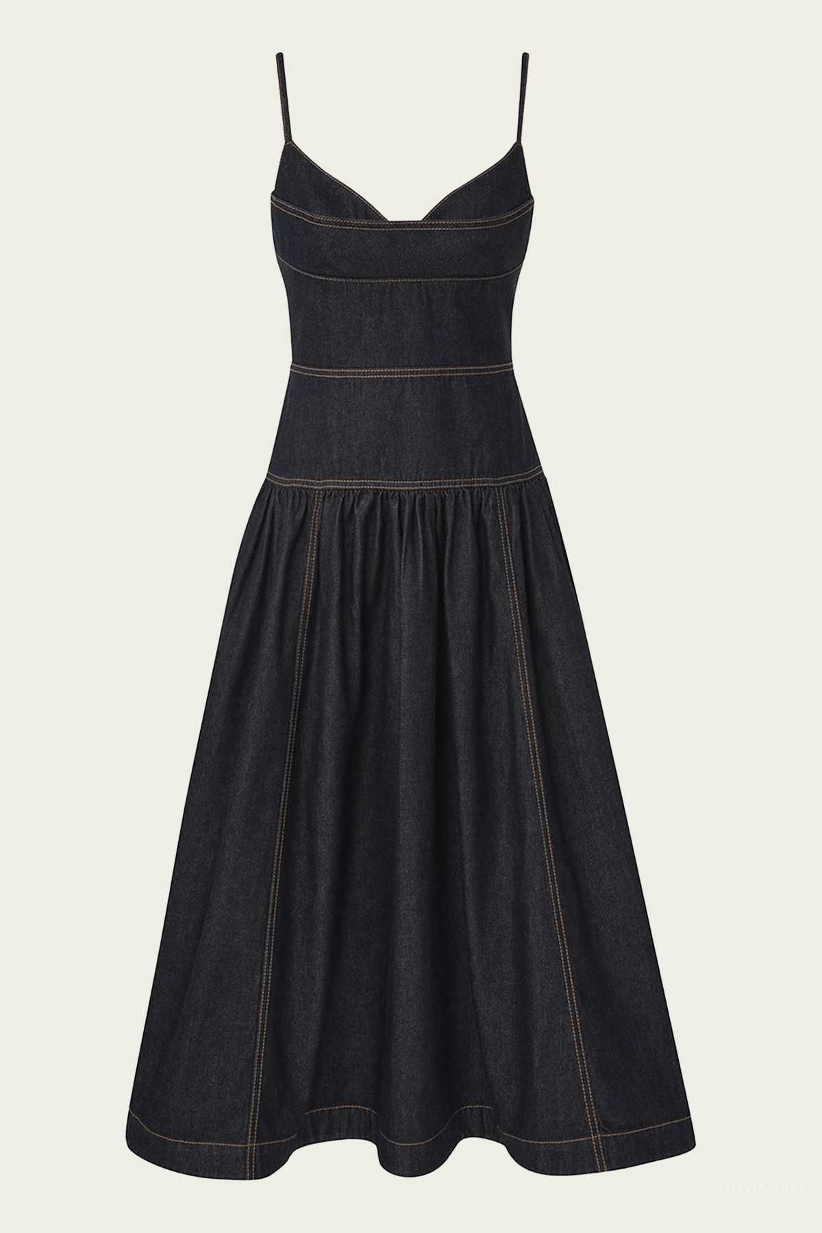 Denim Sleeveless Midi Dress in Night Sky - shop - olivia.com