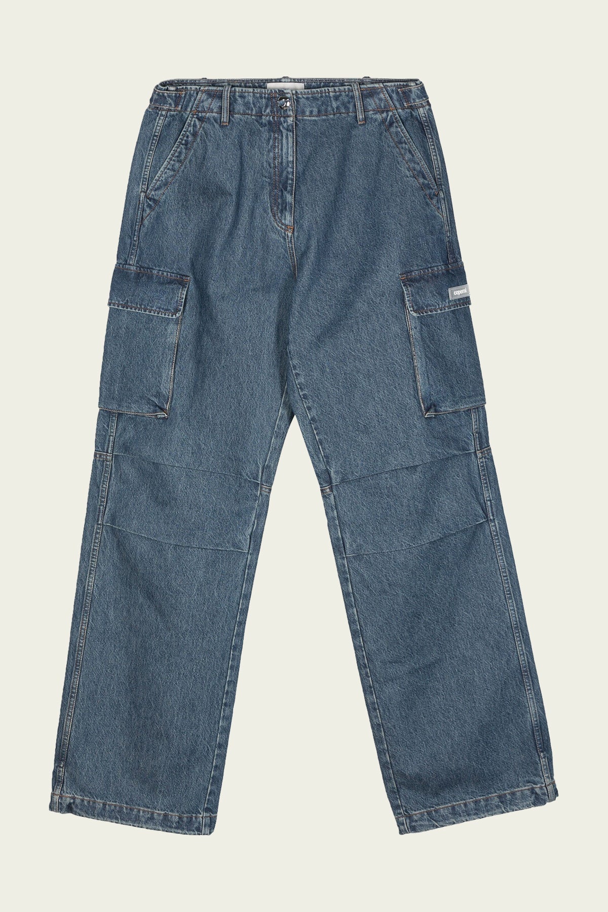 Denim Wide-Leg Cargo Pants in Blue - shop-olivia.com