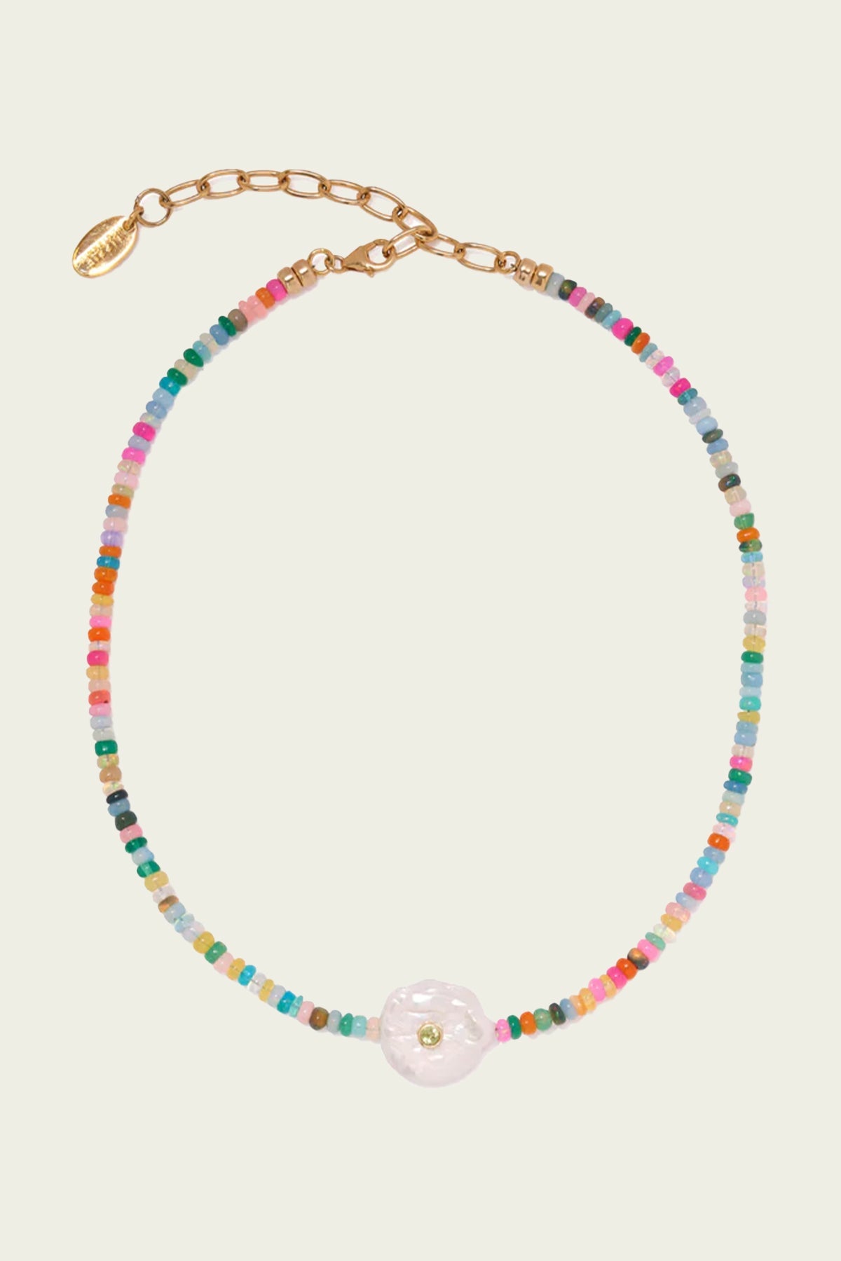 Destination Necklace in Rainbow Opal - shop-olivia.com