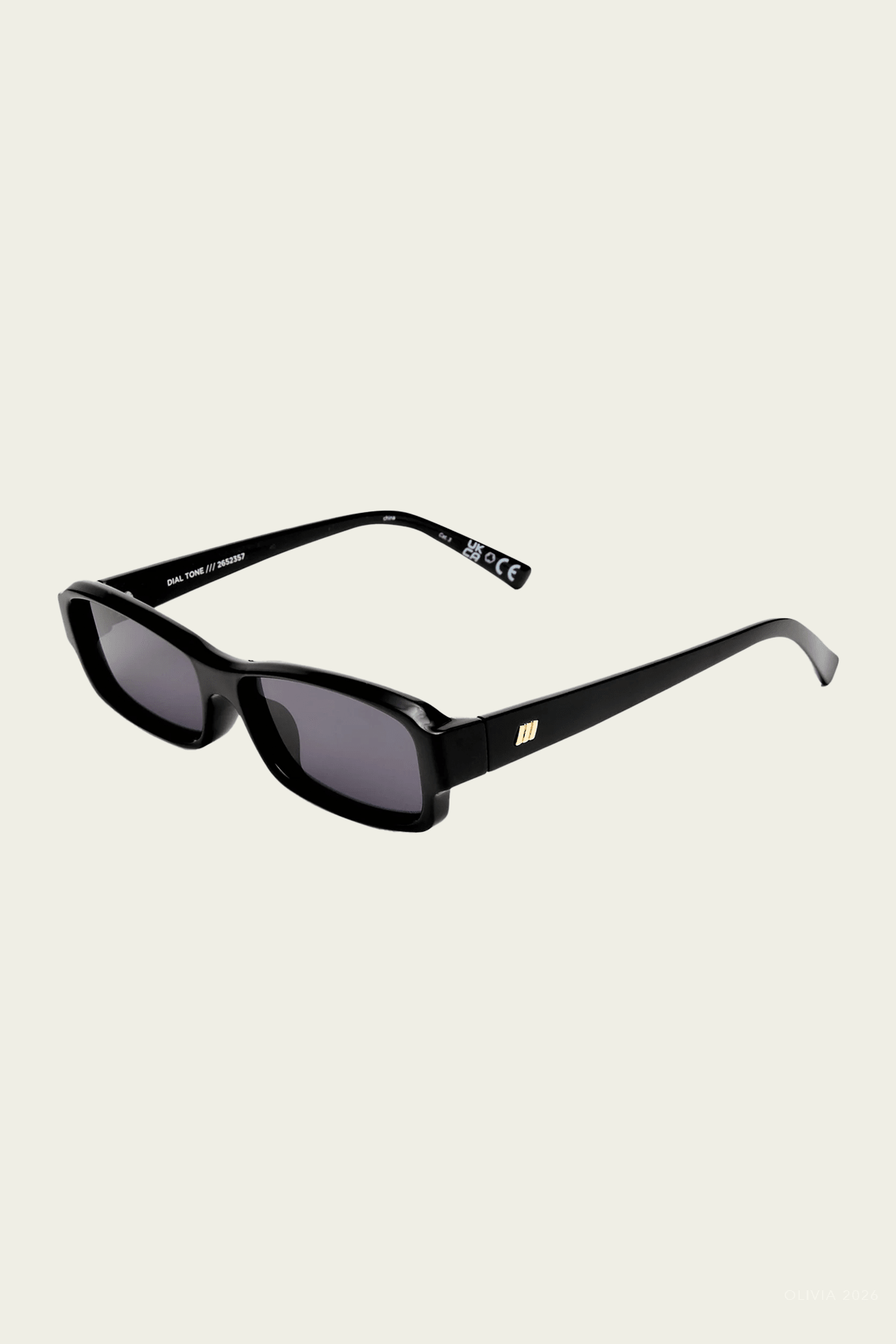 Dial Tone Rectangular Sunglasses in Black - shop-olivia.com