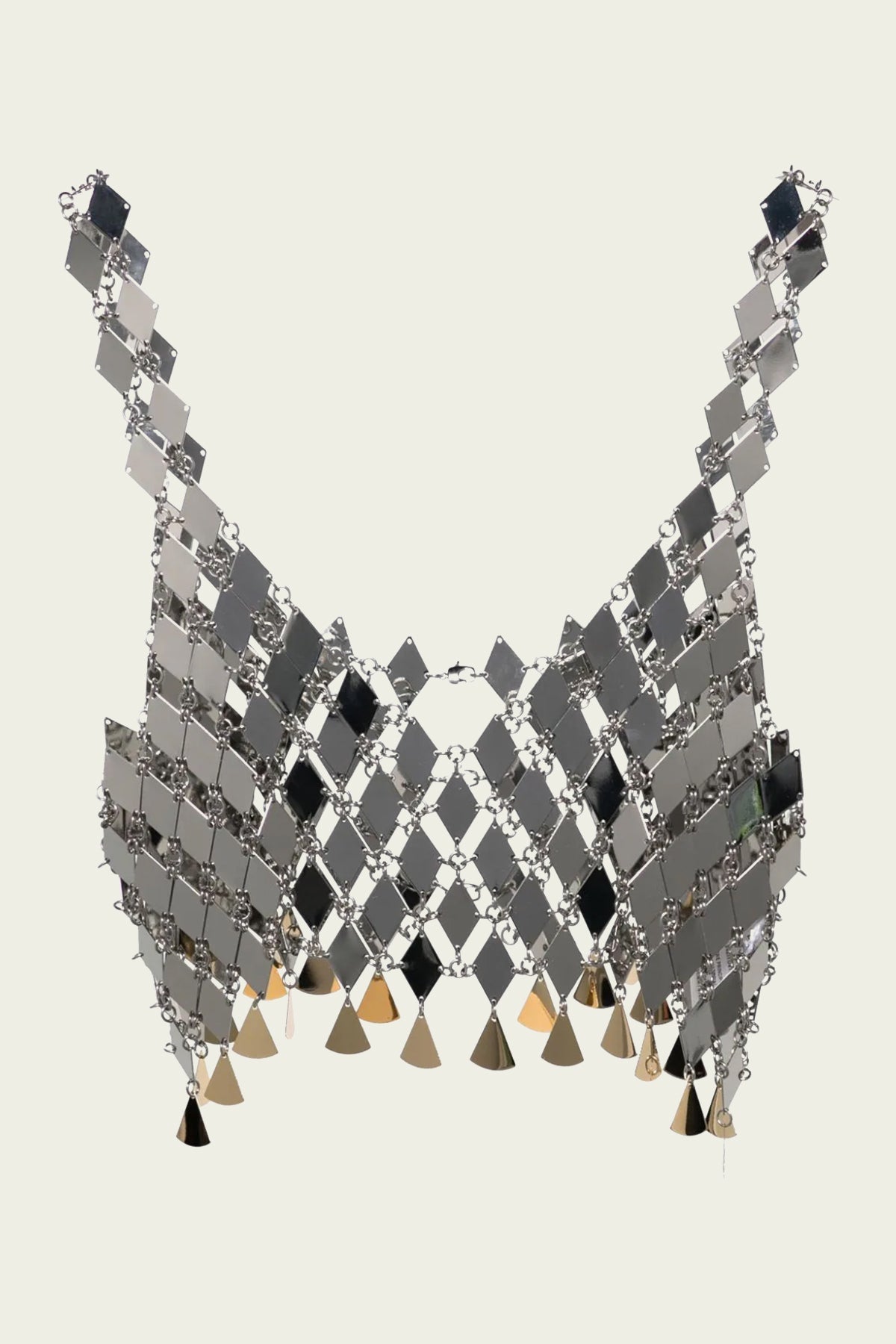 Diamond Chain Metallic Crop Top in Silver - shop-olivia.com