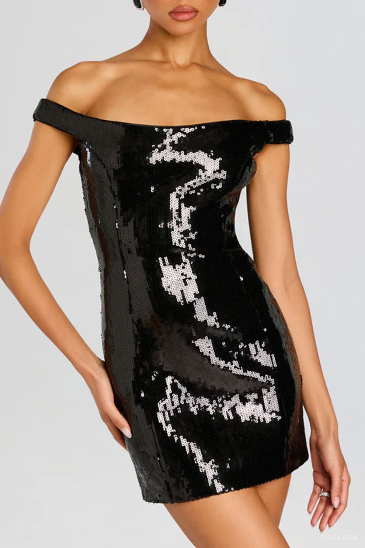 Dianne Sequin Mini Dress in Black - shop - olivia.com