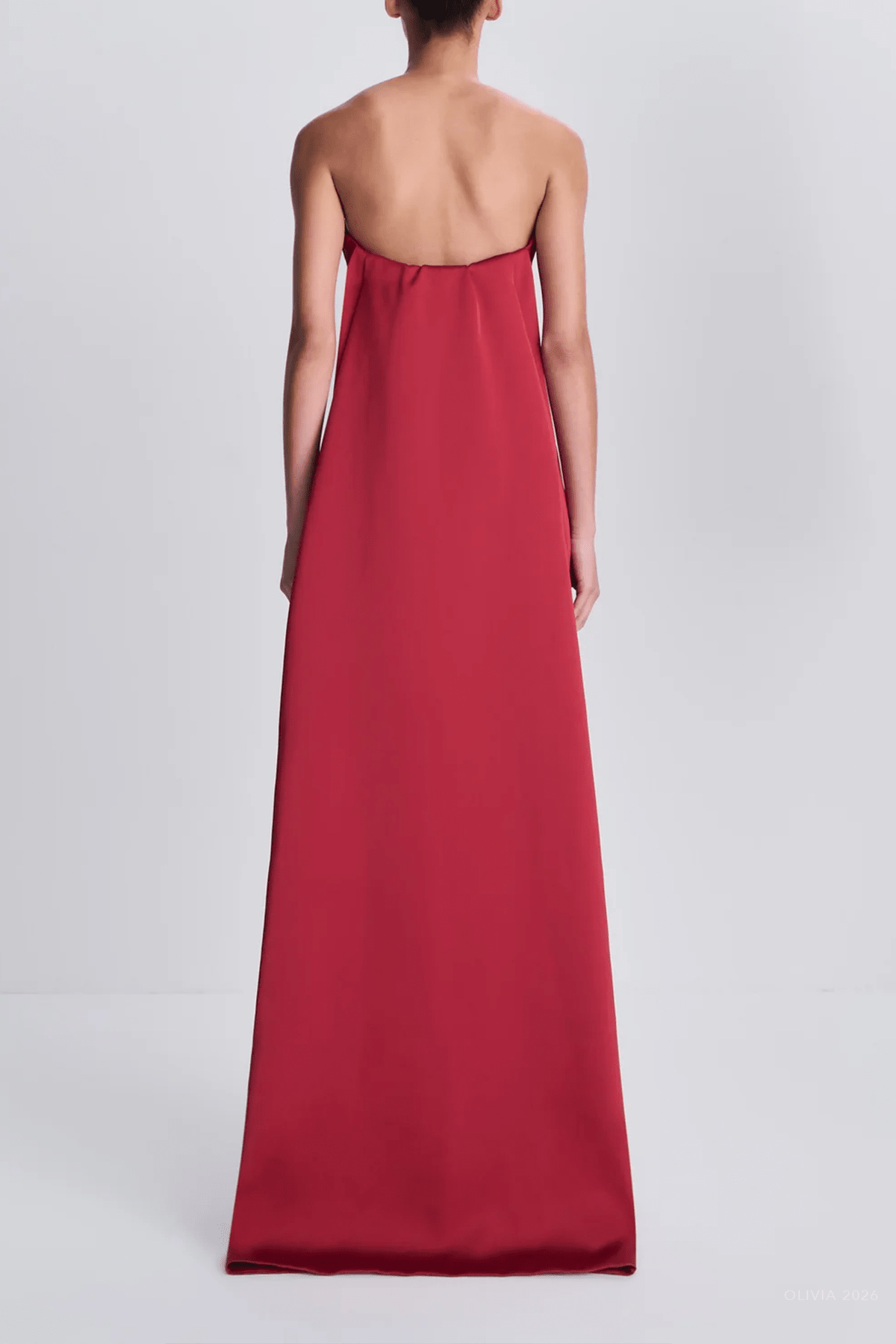 Dinah Strapless Midi Dress in Lipstick - shop-olivia.com