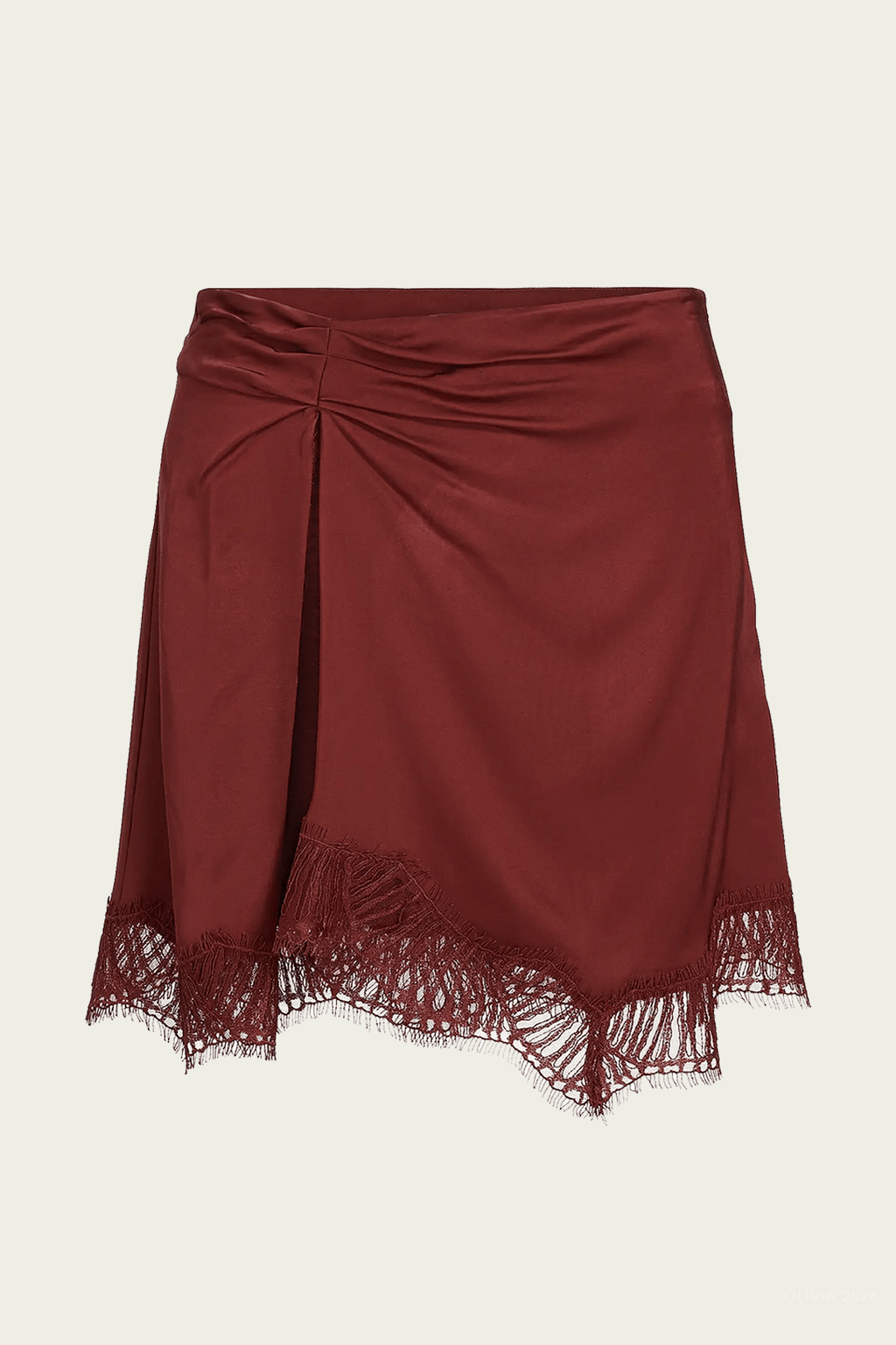 Dion Lace Trimmed Mini Skirt Sandalwood