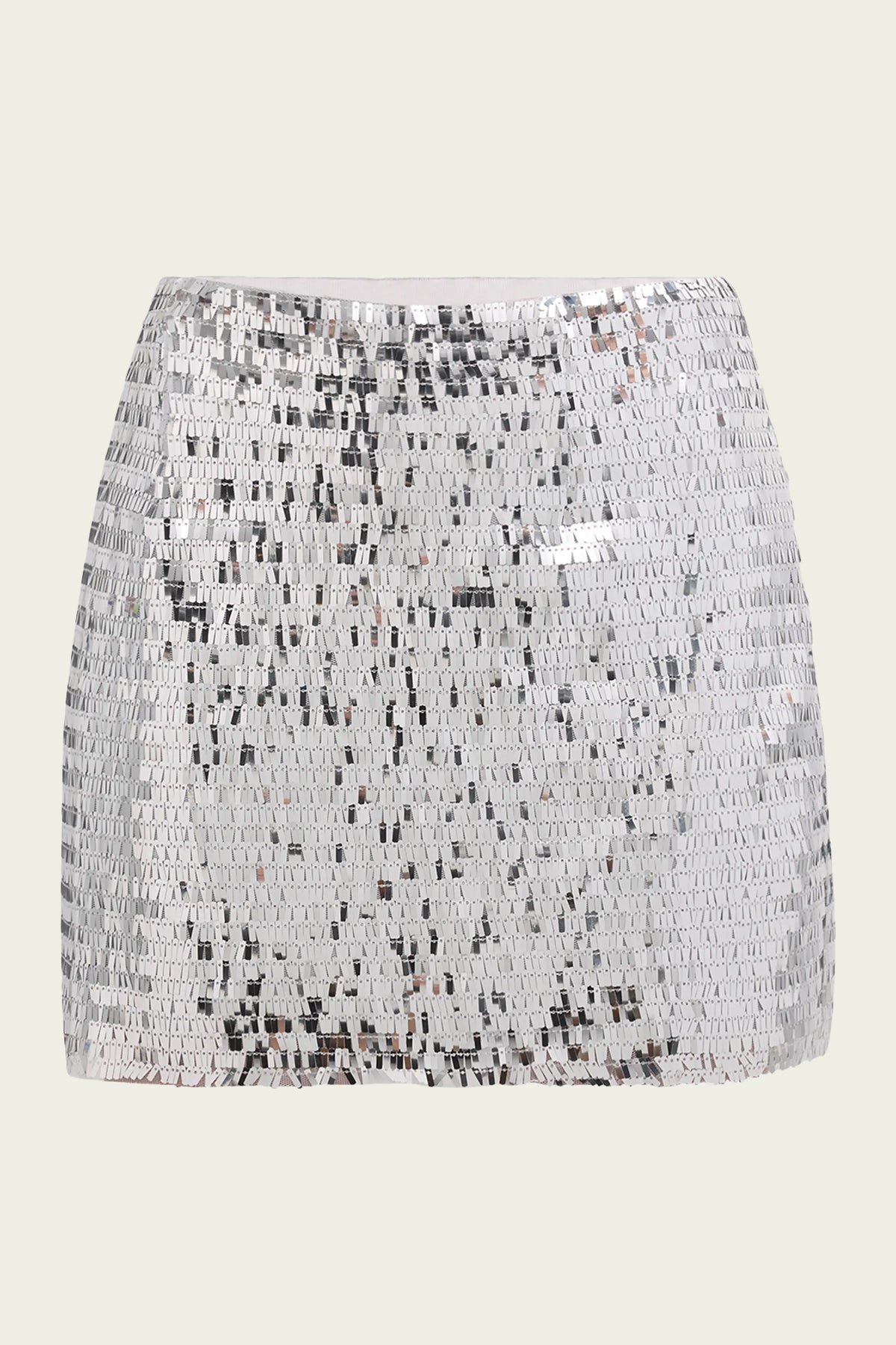 Dizzy Sequin Mini Skirt in Satellite Silver - shop - olivia.com