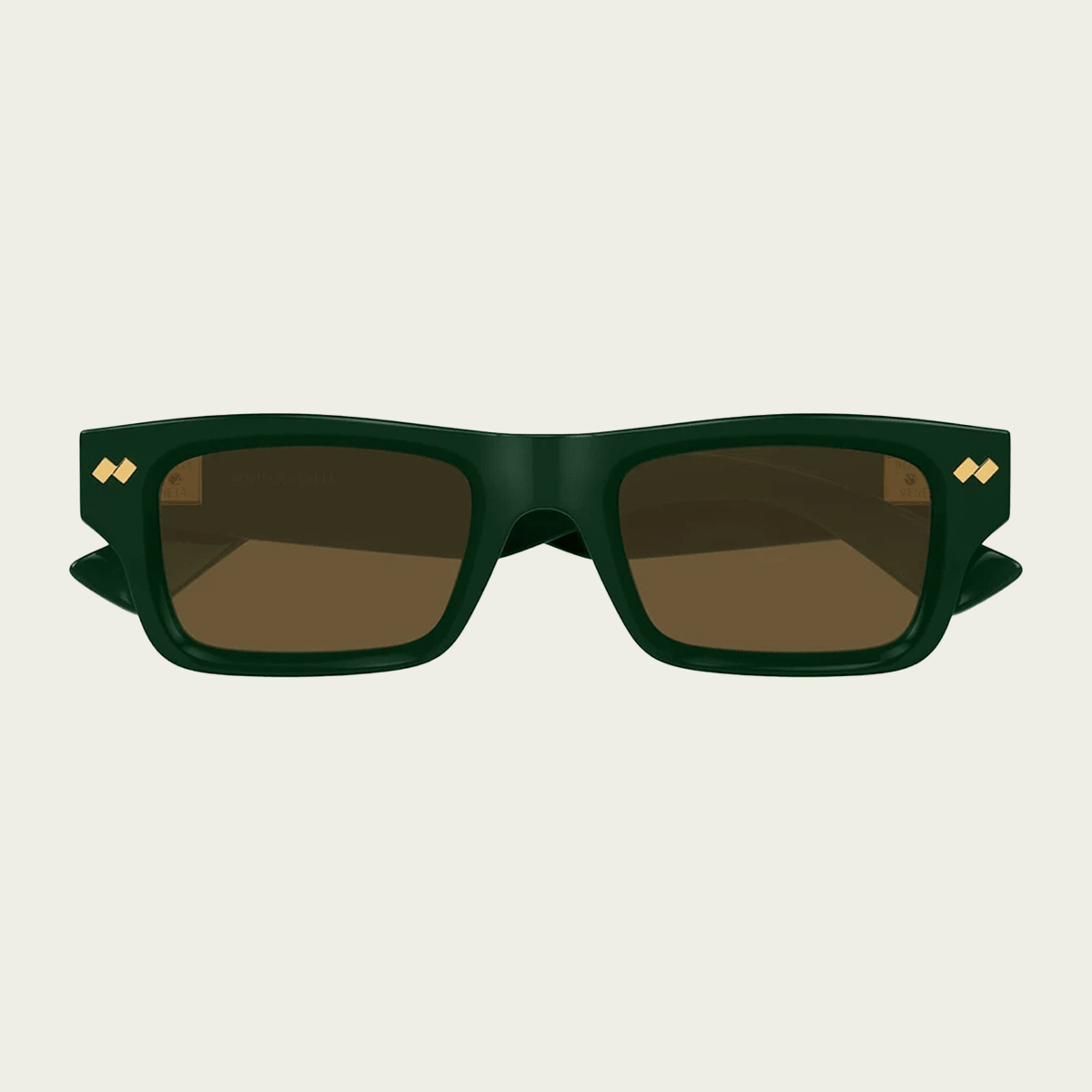 Dizzy Square Sunglasses in Green Brown