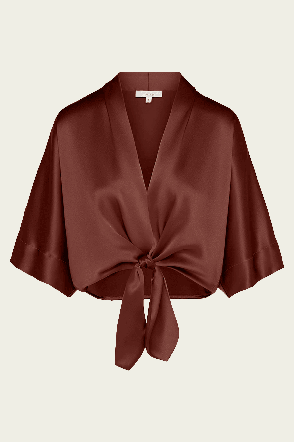 Dolman Tie Front Blouse in Henna - shop-olivia.com