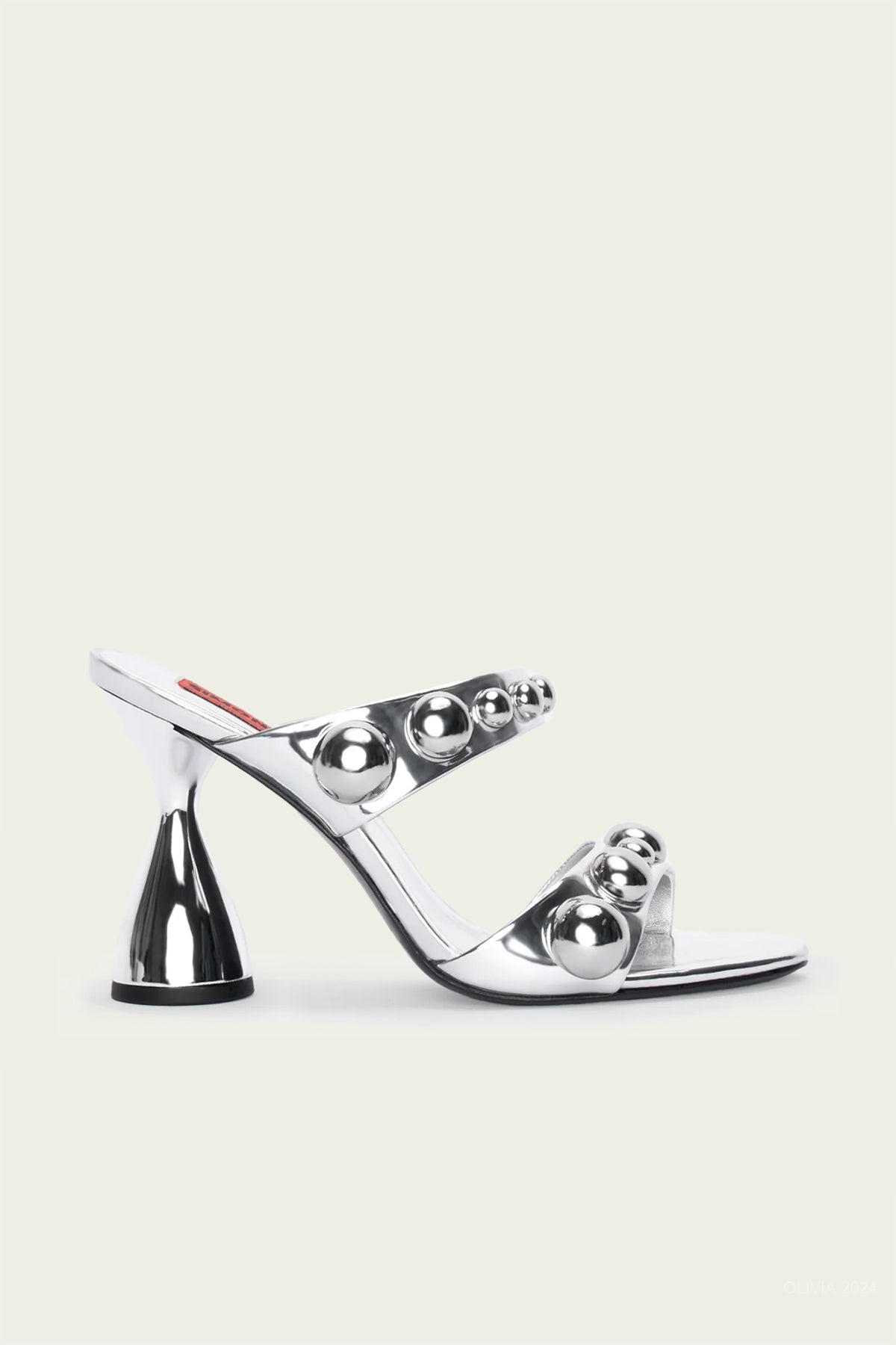 Dome Stud Verner Heel in Silver - shop - olivia.com