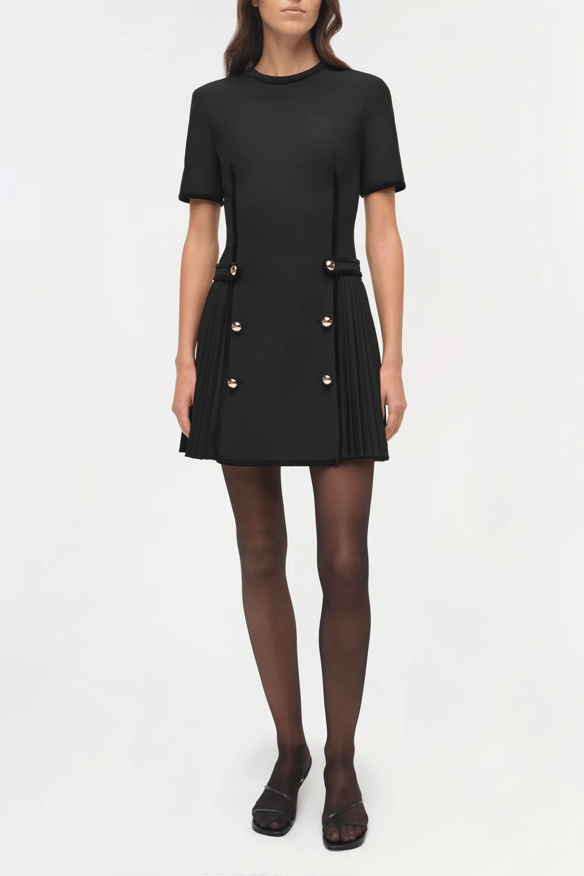 Doria Velvet Trimmed Mini Dress in Black - shop - olivia.com