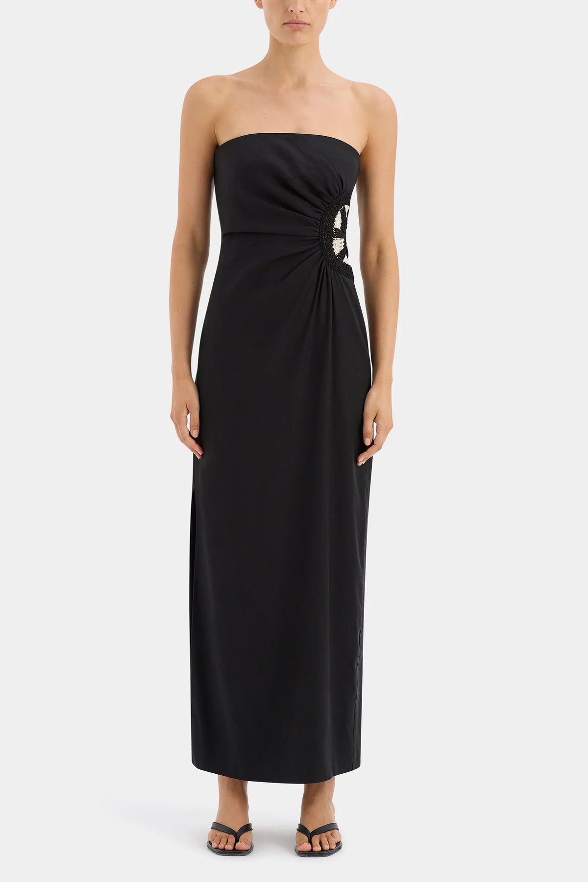 Dorian Strapless Midi Dress in Black - shop - olivia.com