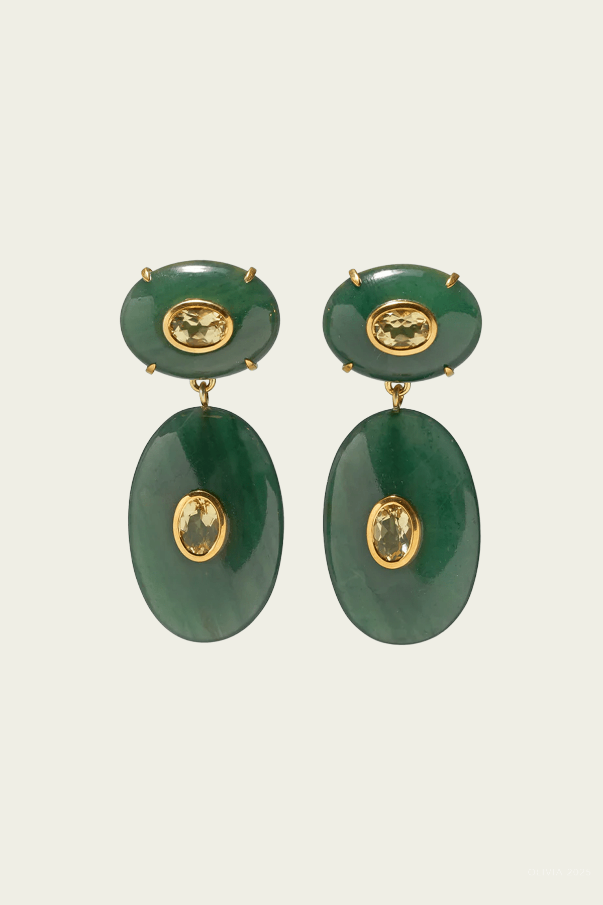 Dorothy Earrings in Green Jade - shop - olivia.com