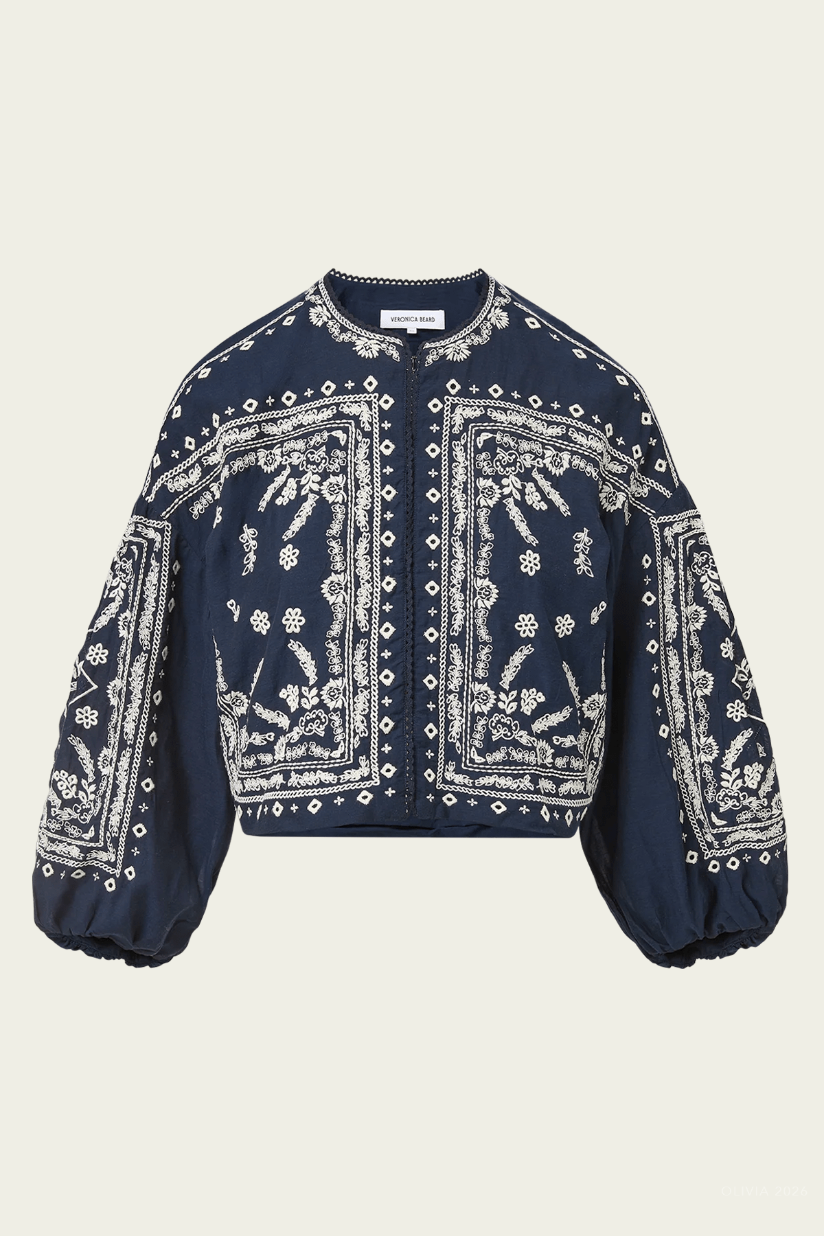 Drake Embroidered Jacket in Navy - shop-olivia.com