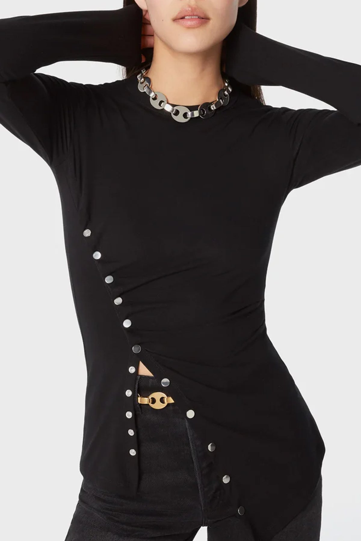 Drapé Jersey Top in Black - shop - olivia.com