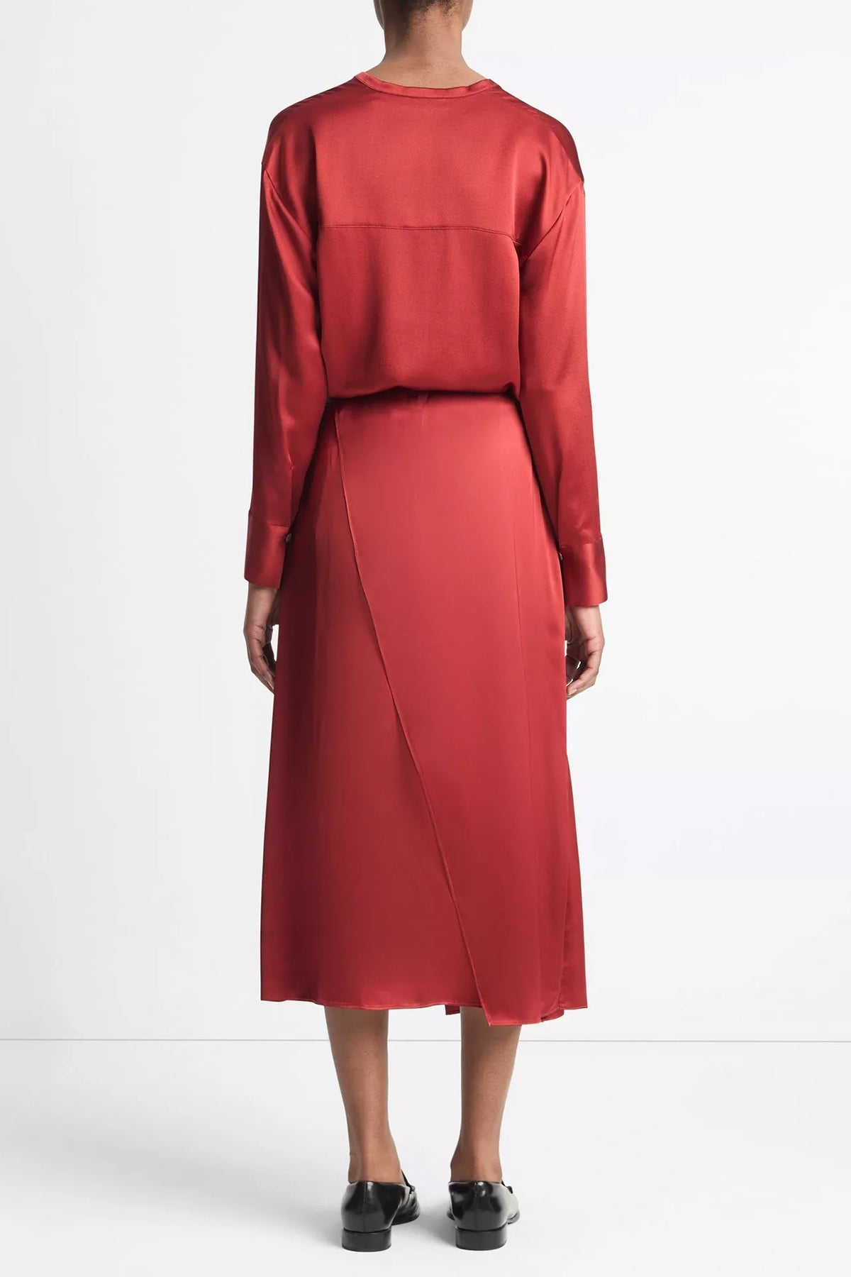 Draped D - Ring Wrap Skirt in Dark Scarlet - shop - olivia.com