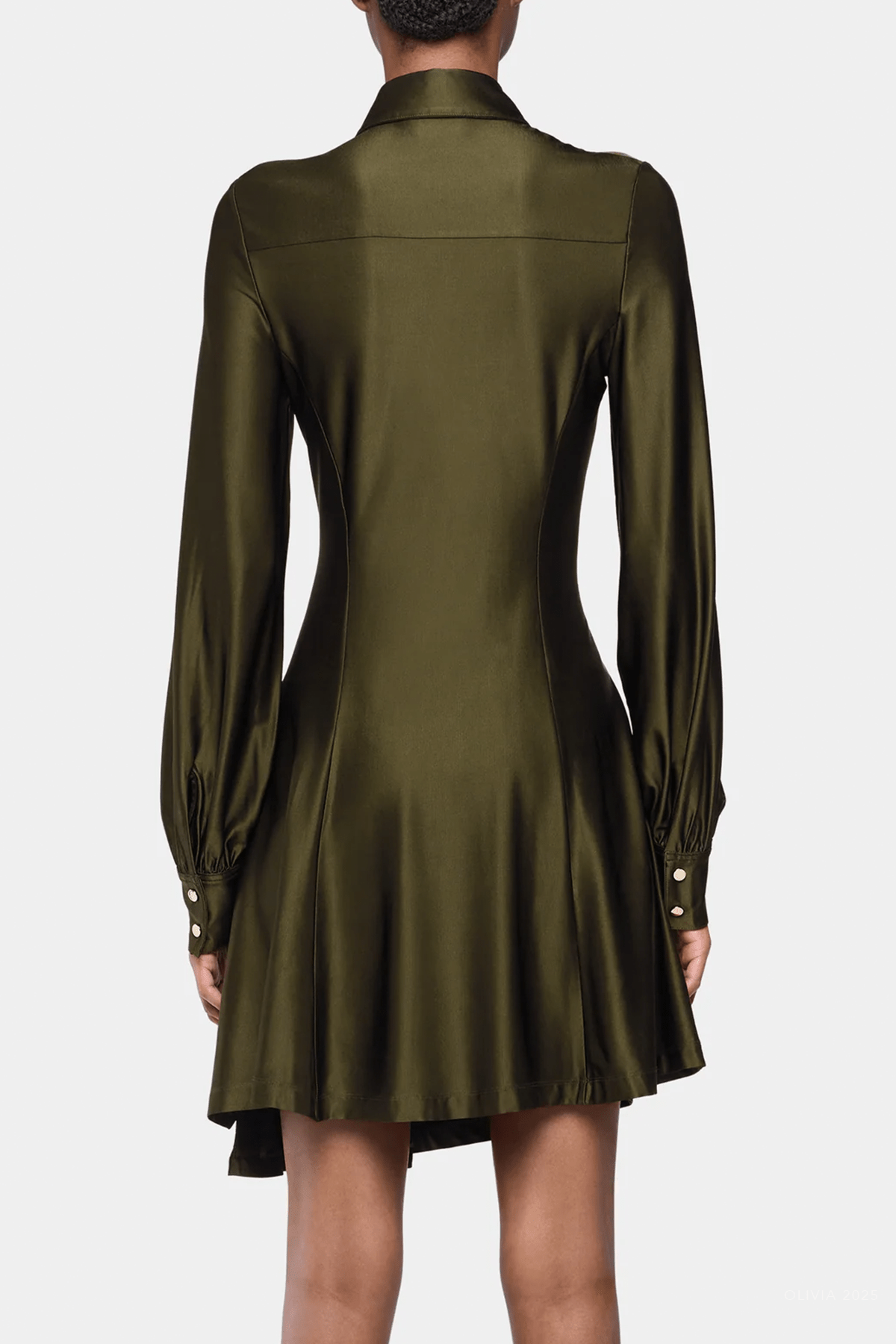 Draped Jersey Mini Dress in New Khaki - shop - olivia.com