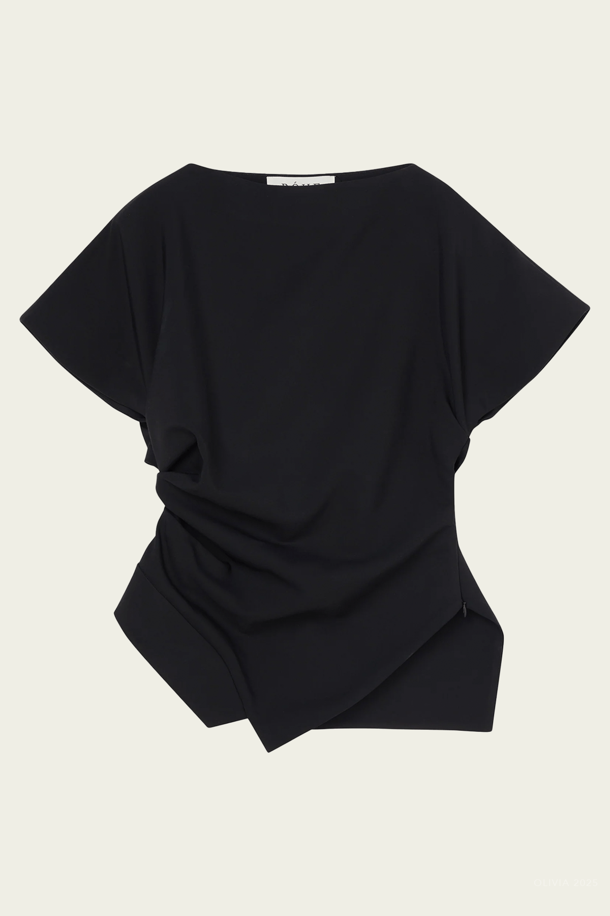 Draped Lapel Top in Black - shop - olivia.com