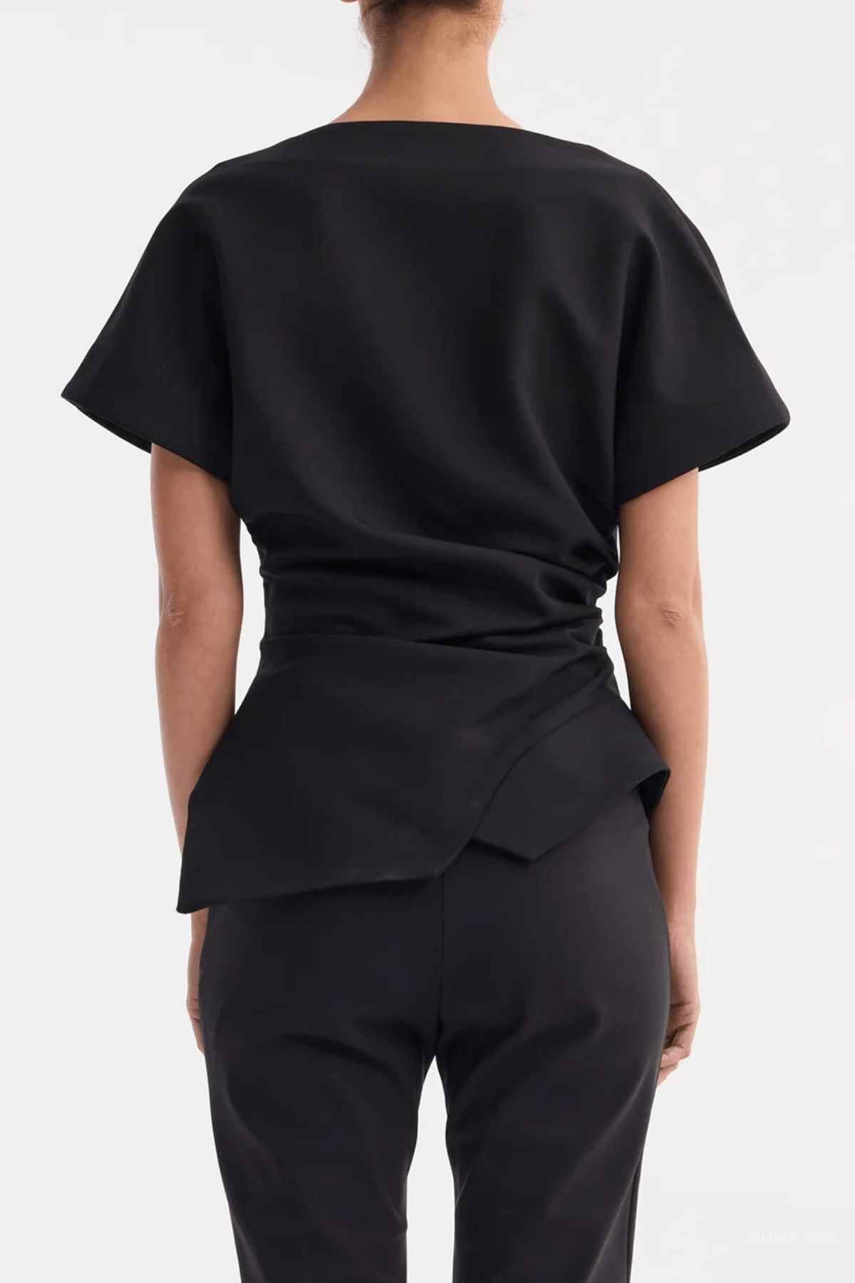 Draped Lapel Top in Black - shop - olivia.com
