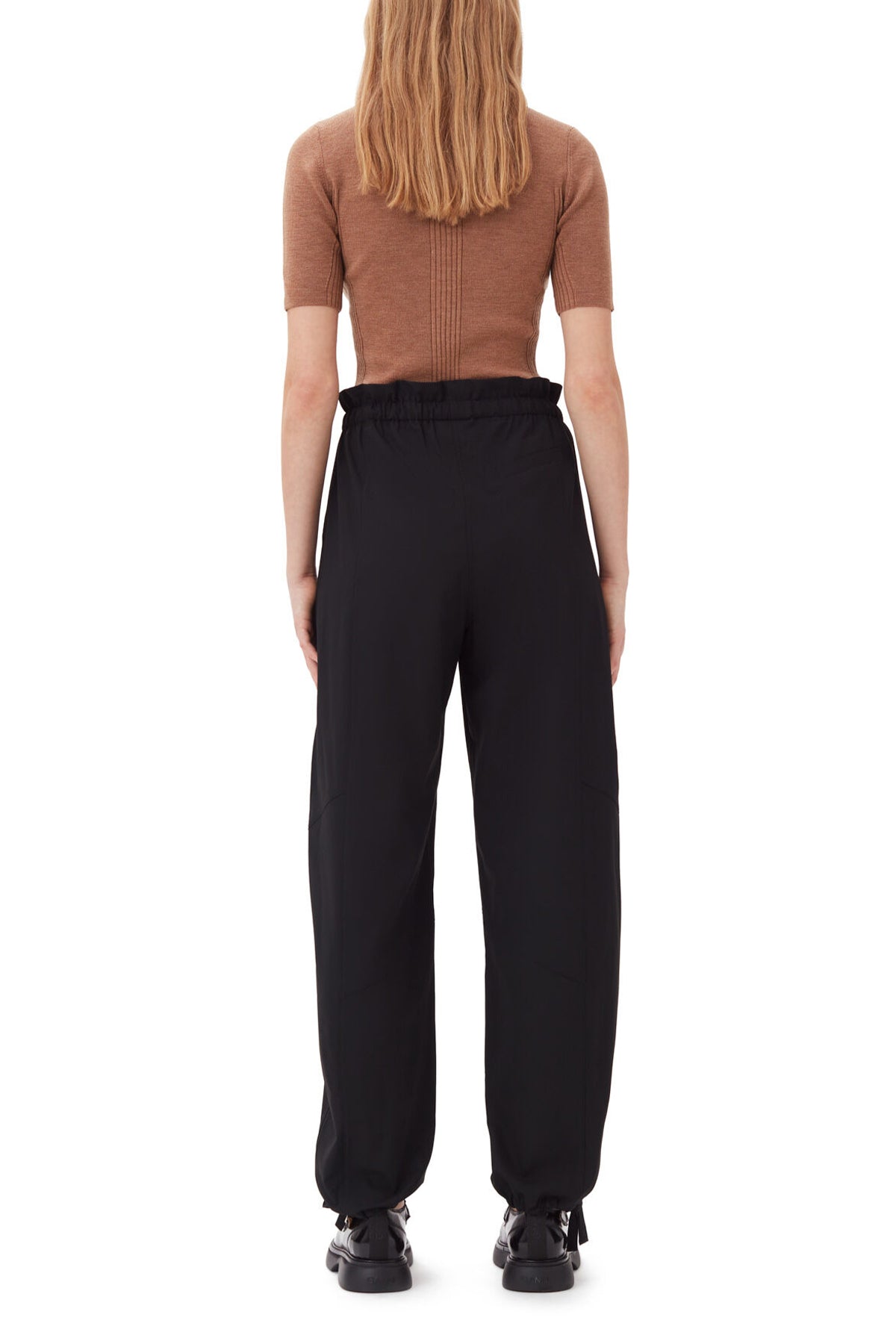 Drapey Melange Elasticated Waist Pants in Black - shop - olivia.com