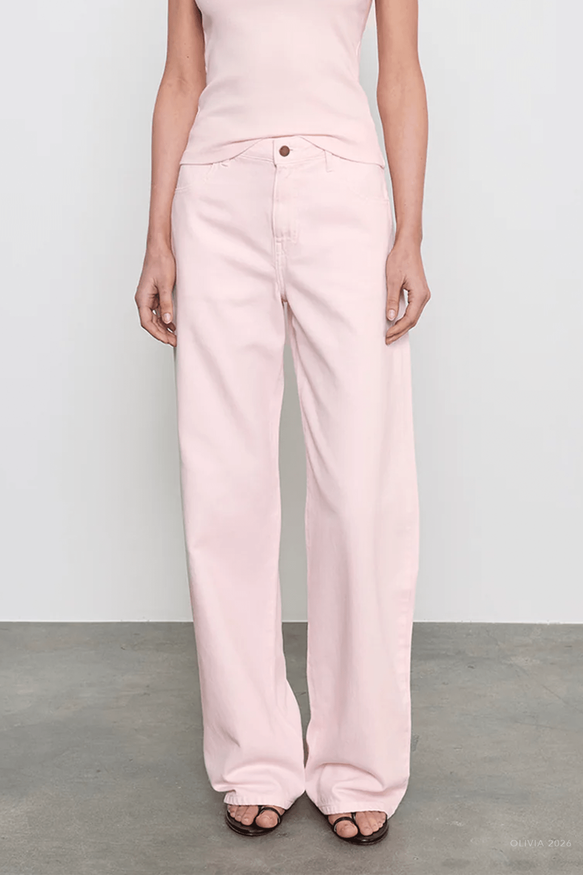 Drift Jean in Italian Denim in Pale Pink - shop - olivia.com