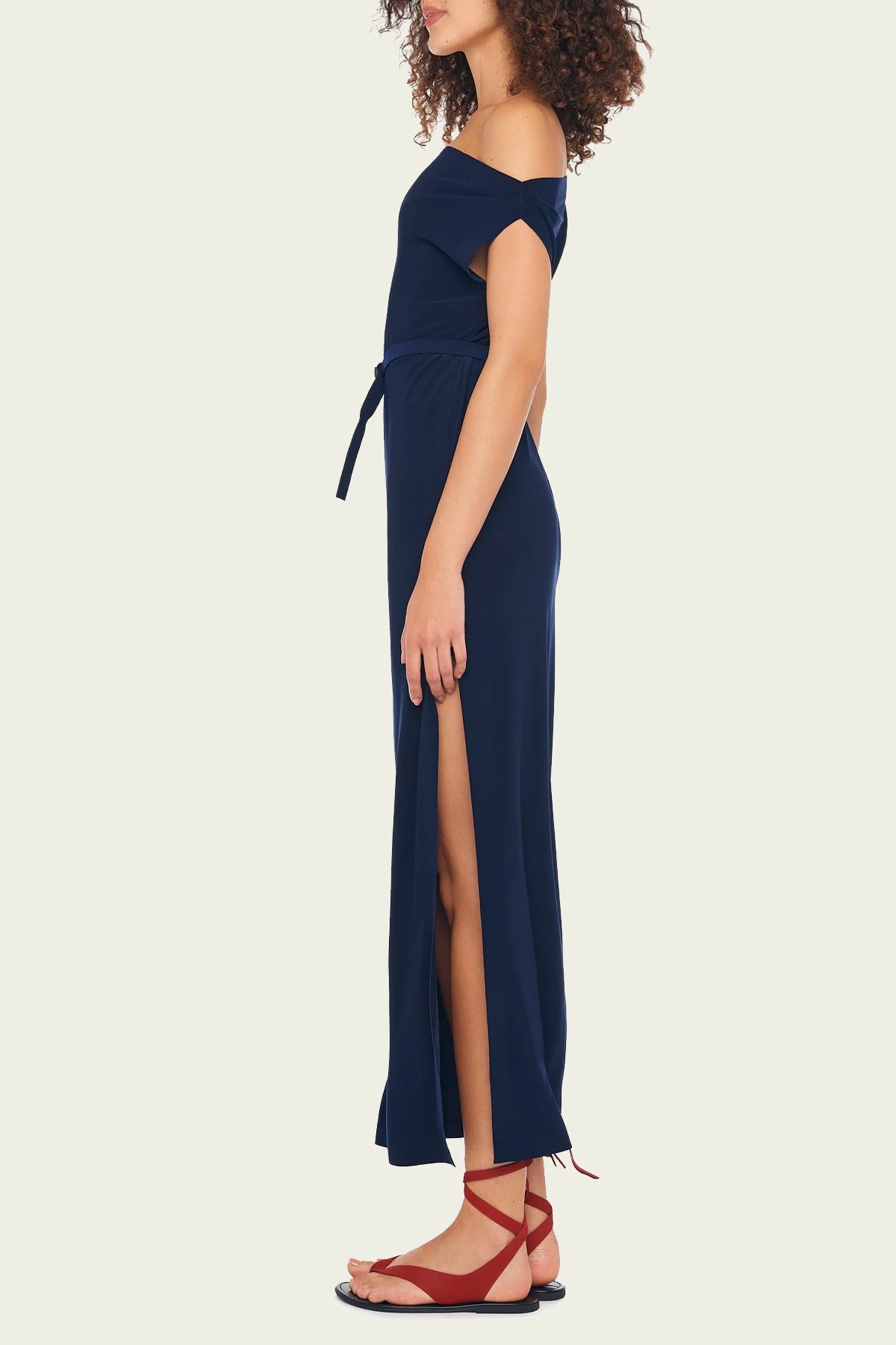 Drop Shoulder Gown in True Navy - shop-olivia.com