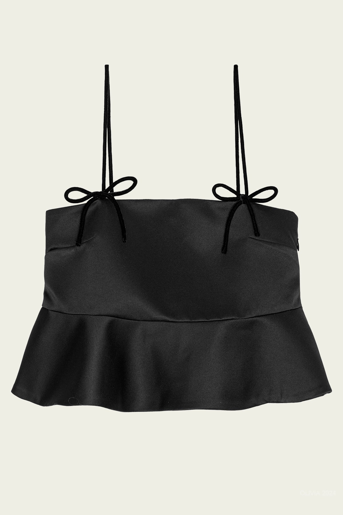 Duchesse Satin Top in Black - shop - olivia.com