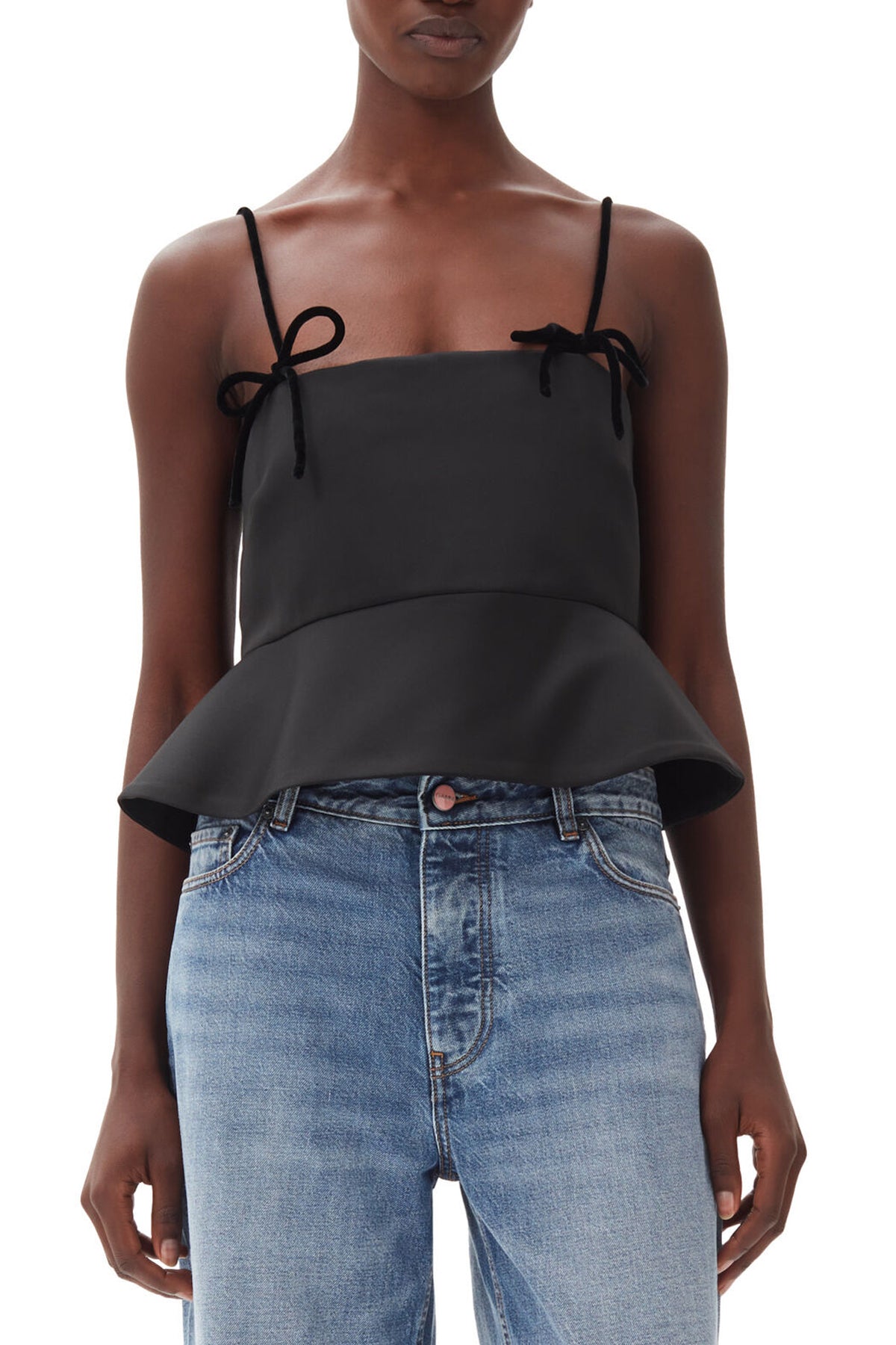 Duchesse Satin Top in Black - shop - olivia.com