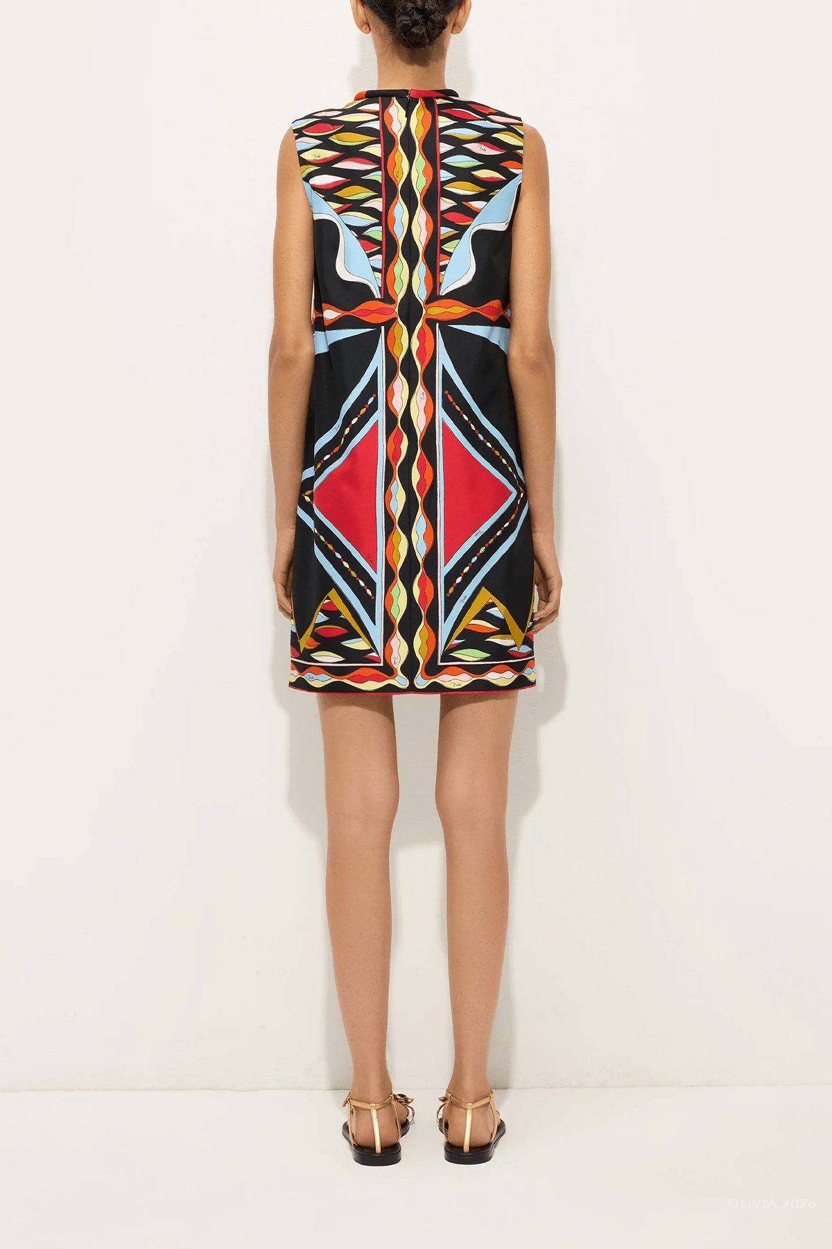 Dune-Print Silk Dress in Multicolor - shop-olivia.com
