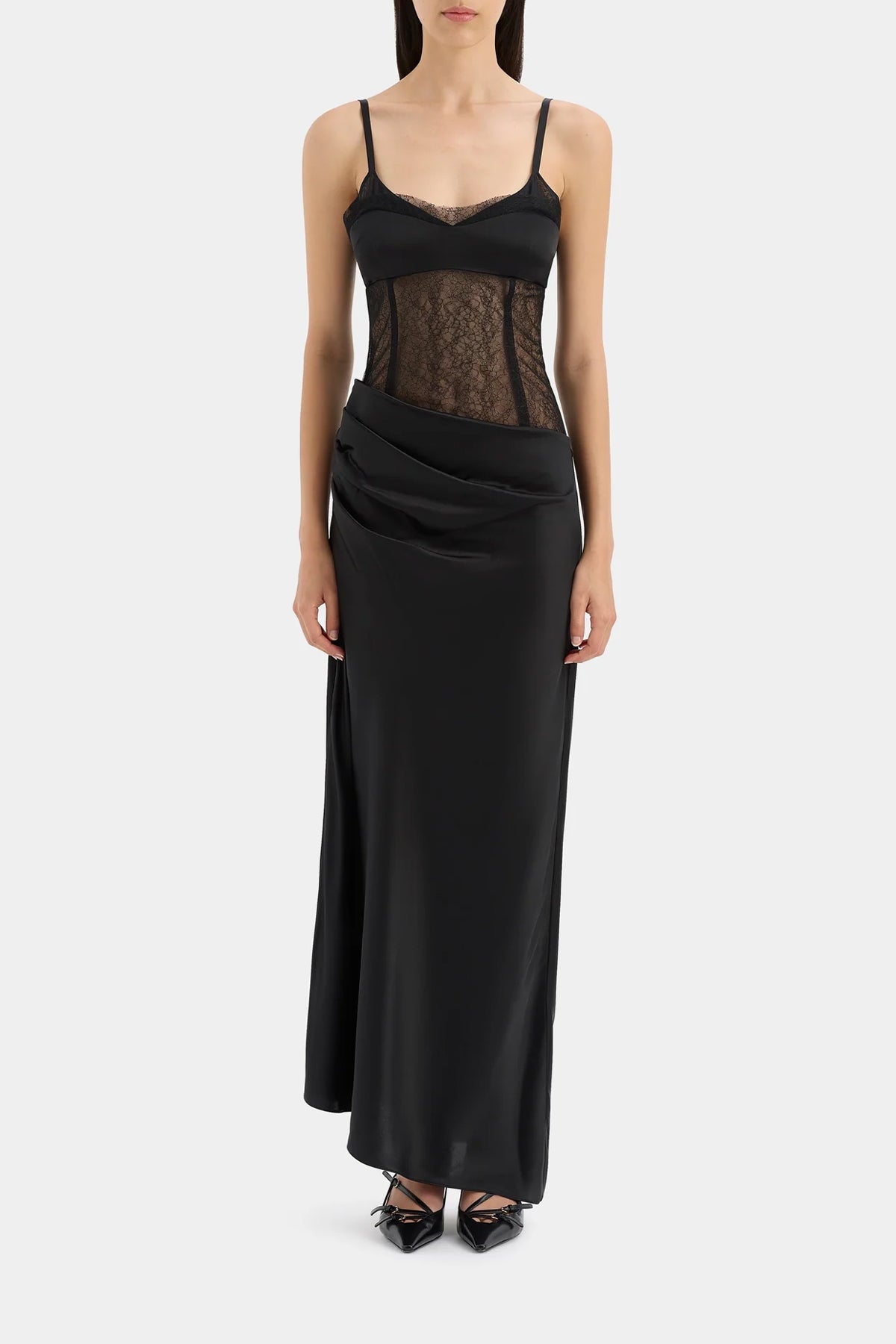 Dunya Draped Gown in Black - shop - olivia.com