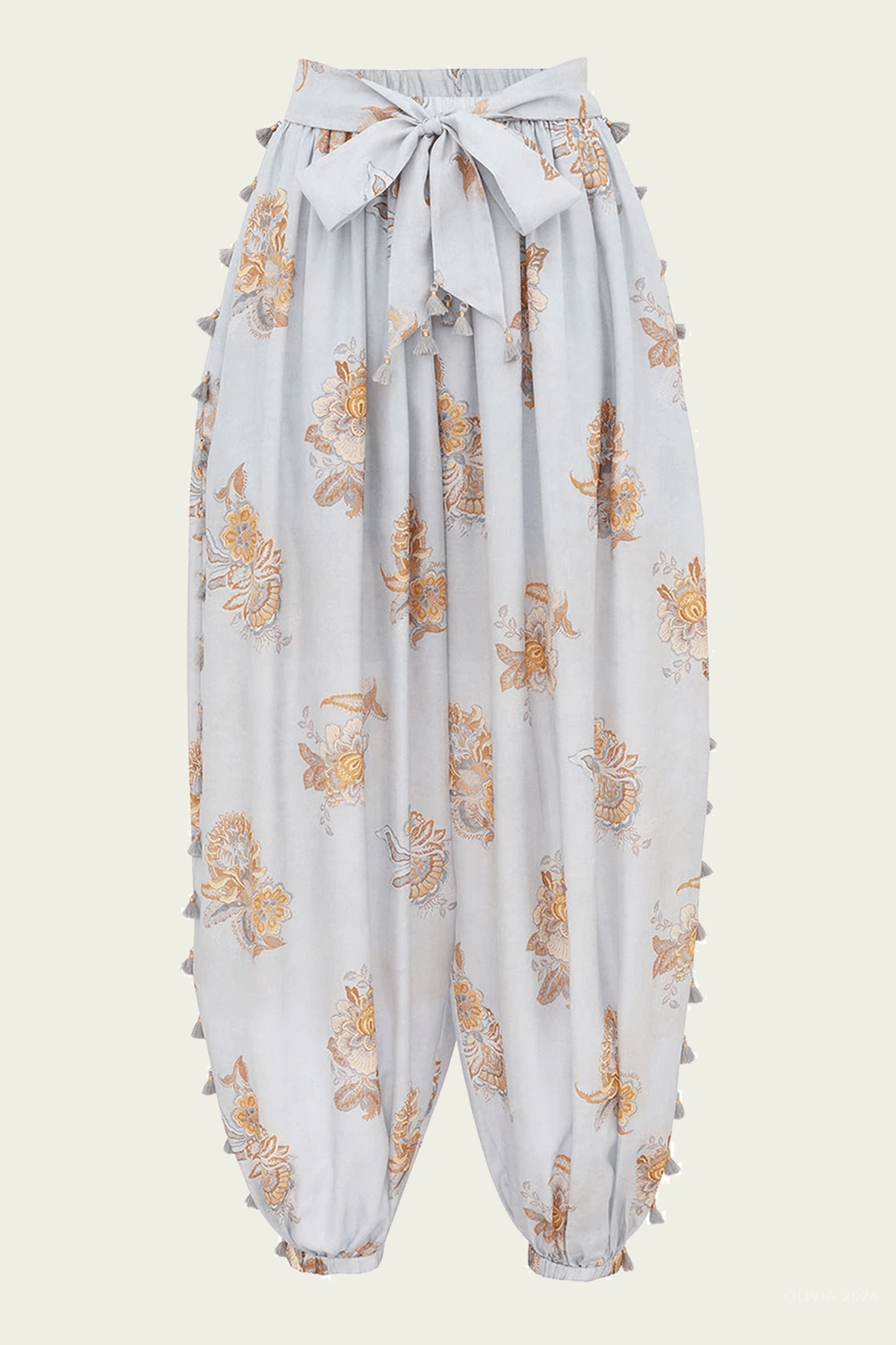 Echo Tassel Harem Pant in Blue Jacobean Paisley - shop-olivia.com