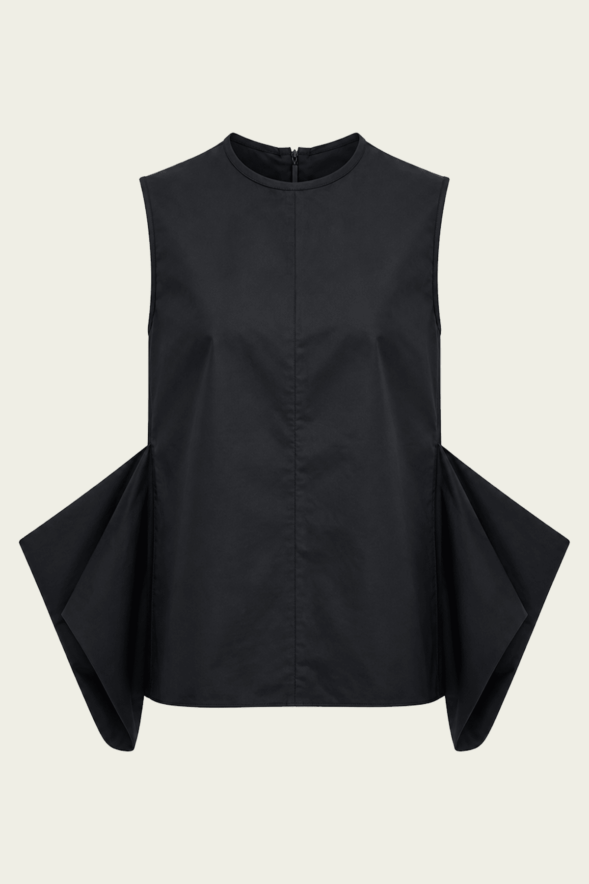 Eco Poplin Side Drape Top in Black - shop-olivia.com